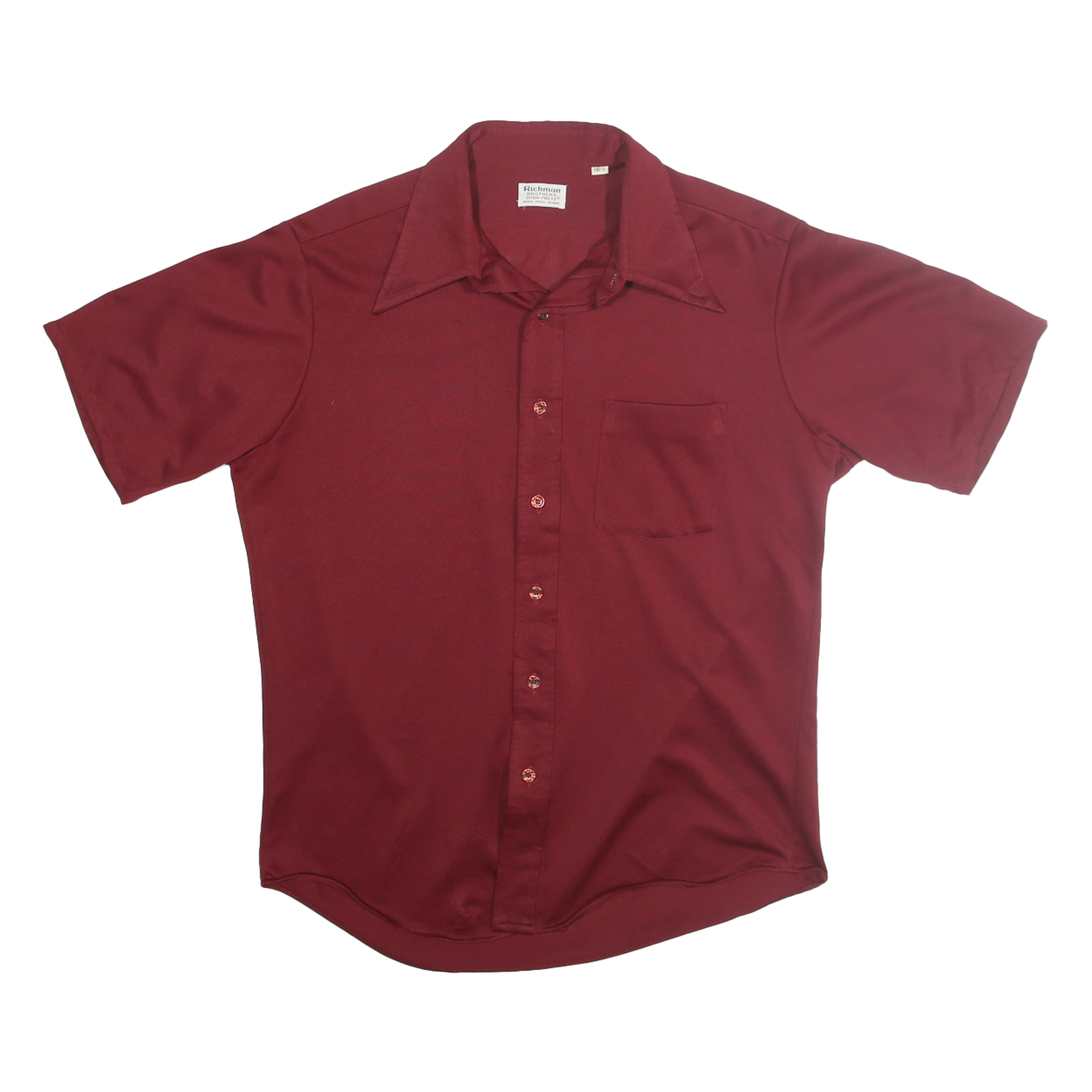 RICHMAN BROTHERS Mens Maroon Plain Shirt M Short Sleeve Button Collar Refurbished - N/A refurbished available on Cerqular