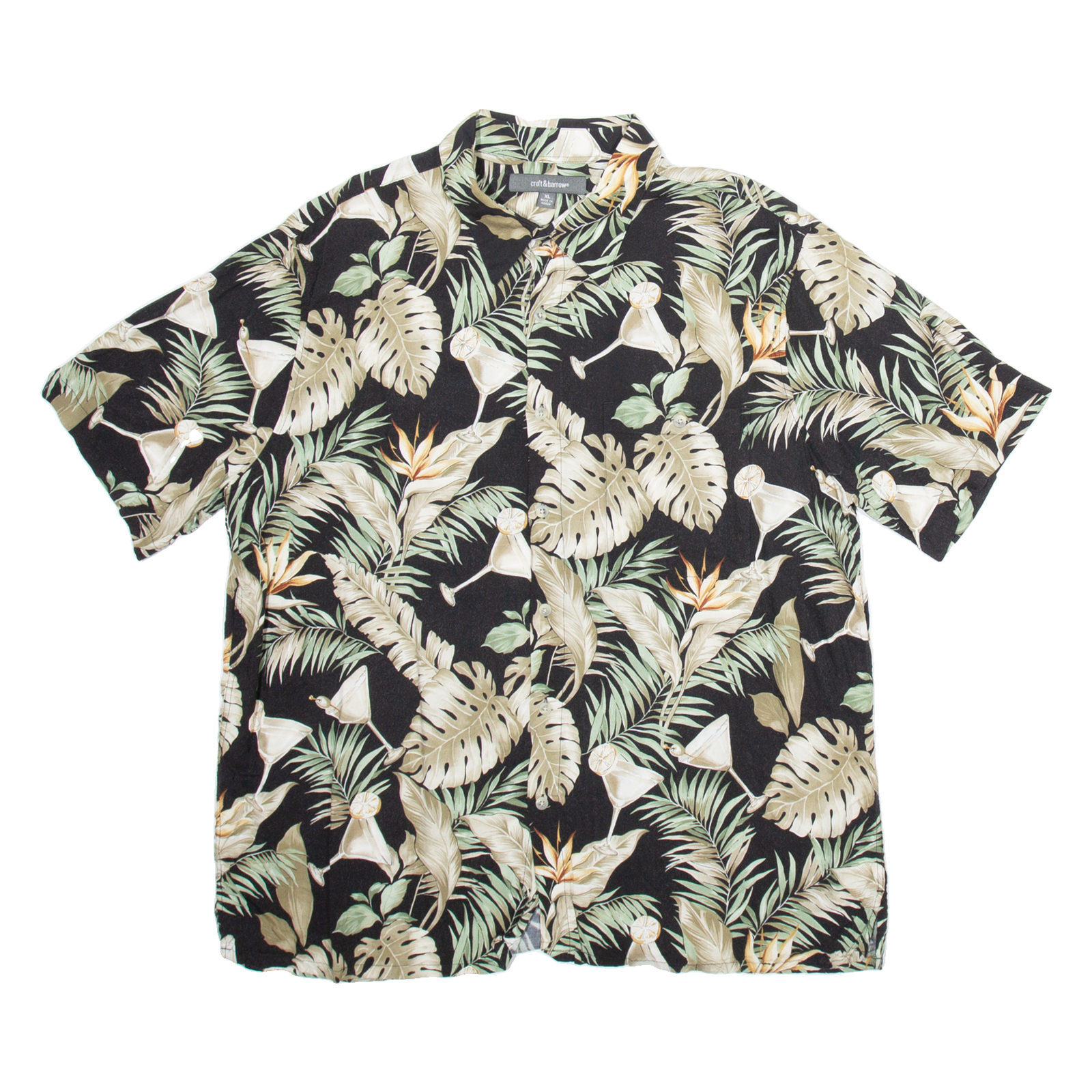 CROFT & BARROW Mens Hawaiian Shirt Black Floral XL Refurbished - N/A refurbished available on Cerqular