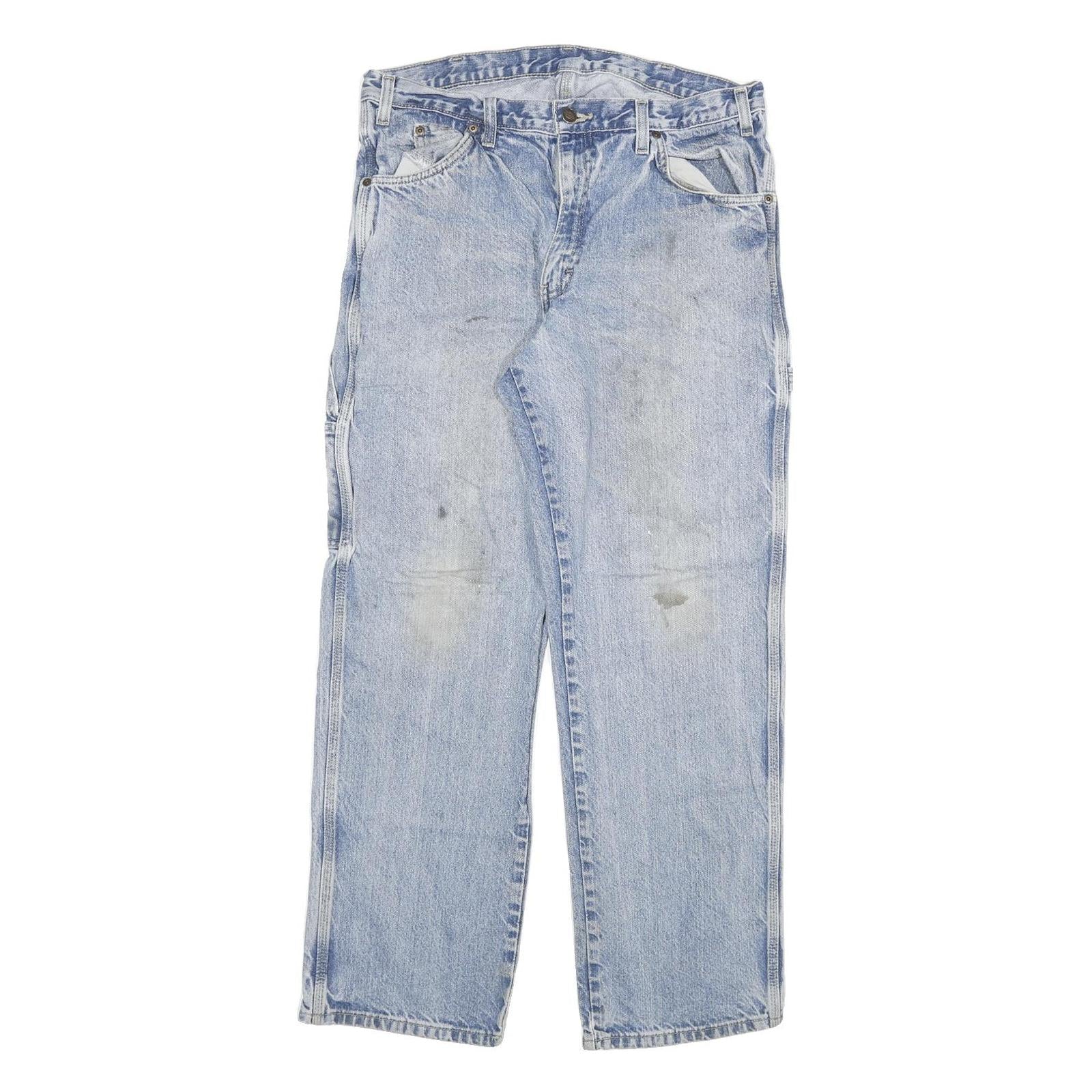 DICKIES Mens Regular Fit Light Blue Denim Jeans W33 L30 Workwear Utility Zip Refurbished - N/A refurbished available on Cerqular