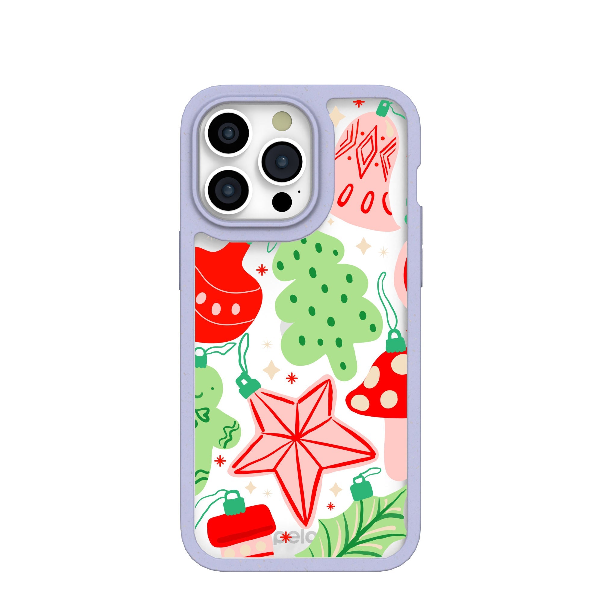 Clear Festive Flair iPhone 15 Pro Max Case With Lavender Ridge Refurbished - Pela Case refurbished available on Cerqular