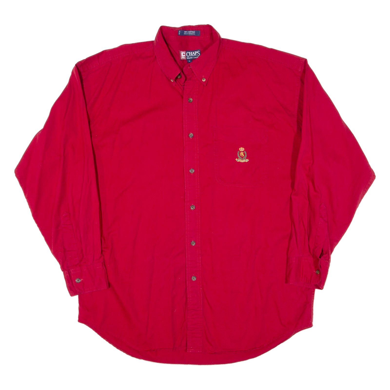 CHAPS RALPH LAUREN Mens Plain Shirt Red Long Sleeve L Refurbished - N/A refurbished available on Cerqular