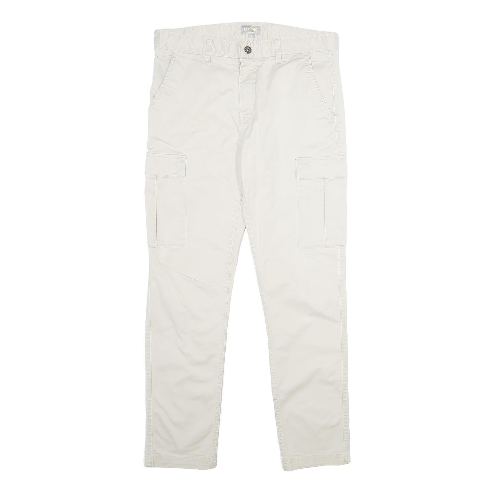 YES OR NO Mens Cotton Blend White Regular Straight Trousers W32 L30 Casual Refurbished - N/A refurbished available on Cerqular