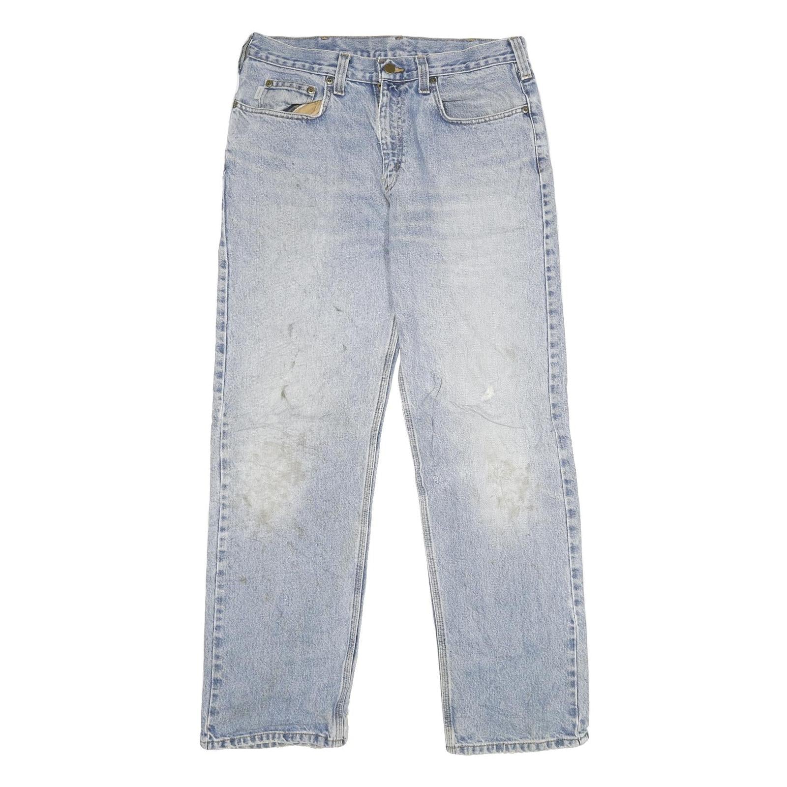 CARHARTT Mens Relaxed Blue Denim Light W34 L32 Classic Cotton Zip Jeans Refurbished - N/A refurbished available on Cerqular