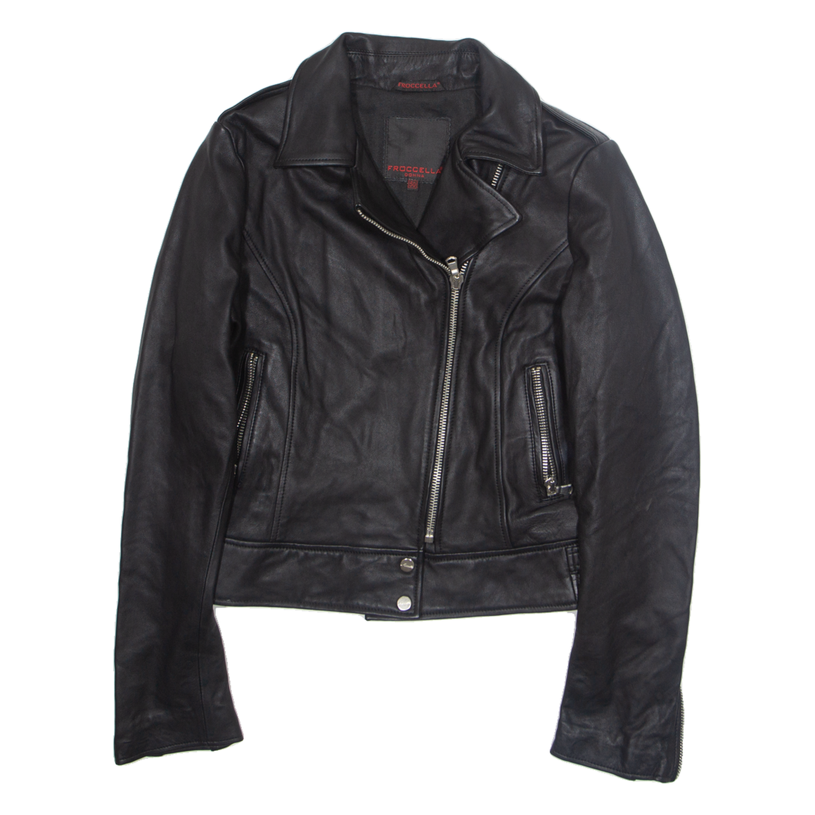 FROCCELLA Womens Biker Jacket Black Faux Leather M Refurbished - N/A refurbished available on Cerqular