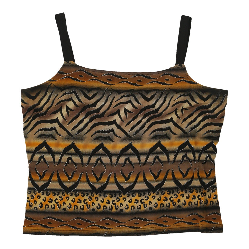Y2K Unbranded Animal print Cami Top - Medium Brown Viscose Blend Refurbished - Thrifted (note: this is a term often used to describe second- refurbished available on Cerqular