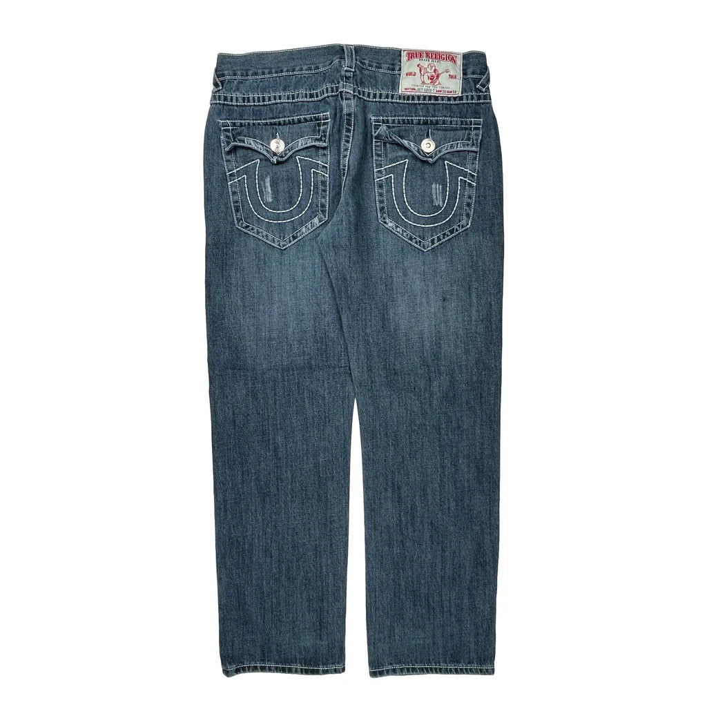True Religion Jeans - 37W 30L Blue Cotton Refurbished - Thrifted (note: this is a term often used to describe second- refurbished available on Cerqular