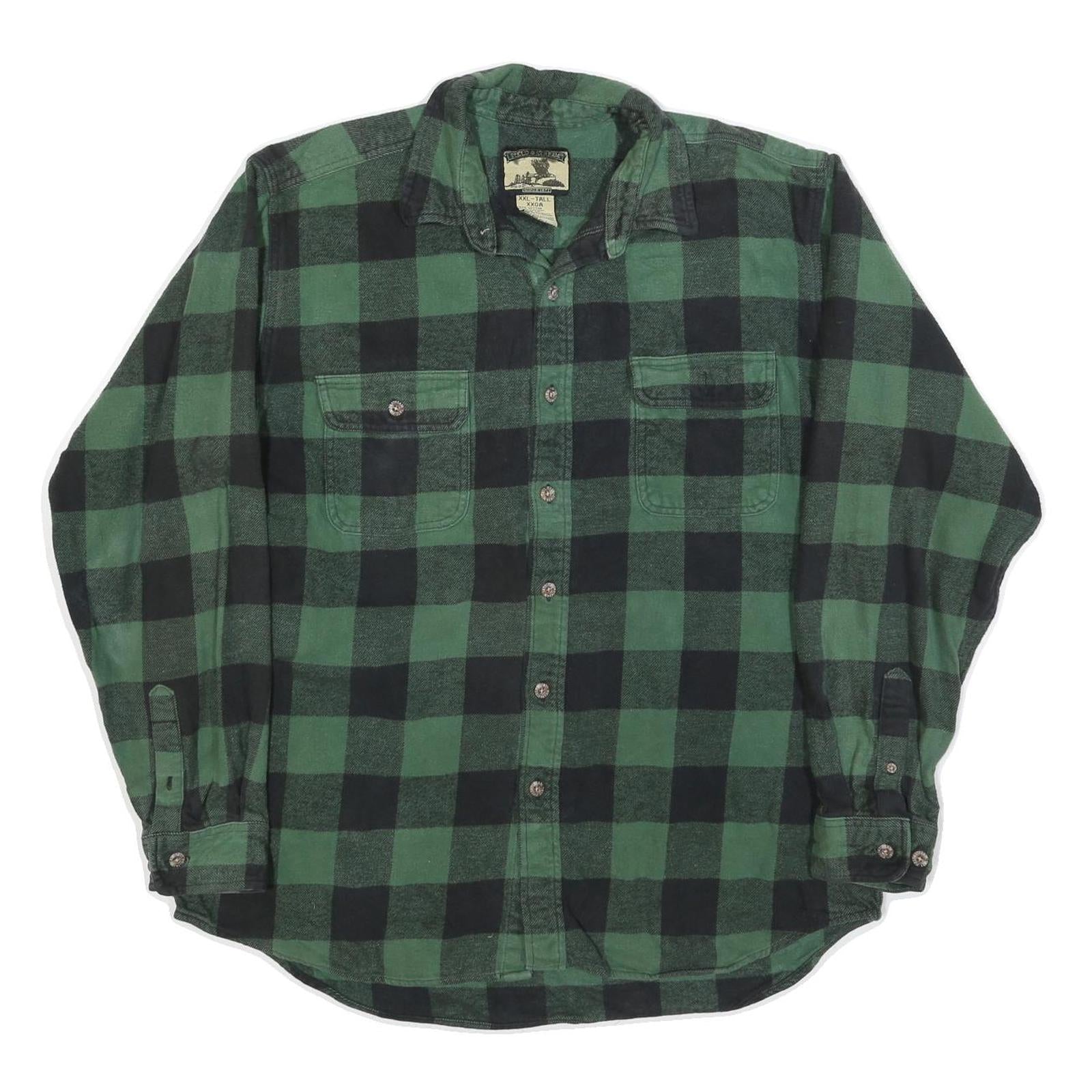 FIELD & STREAM Mens Green & Black Check Flannel Shirt 2XL Casual Cotton Blend Refurbished - N/A refurbished available on Cerqular