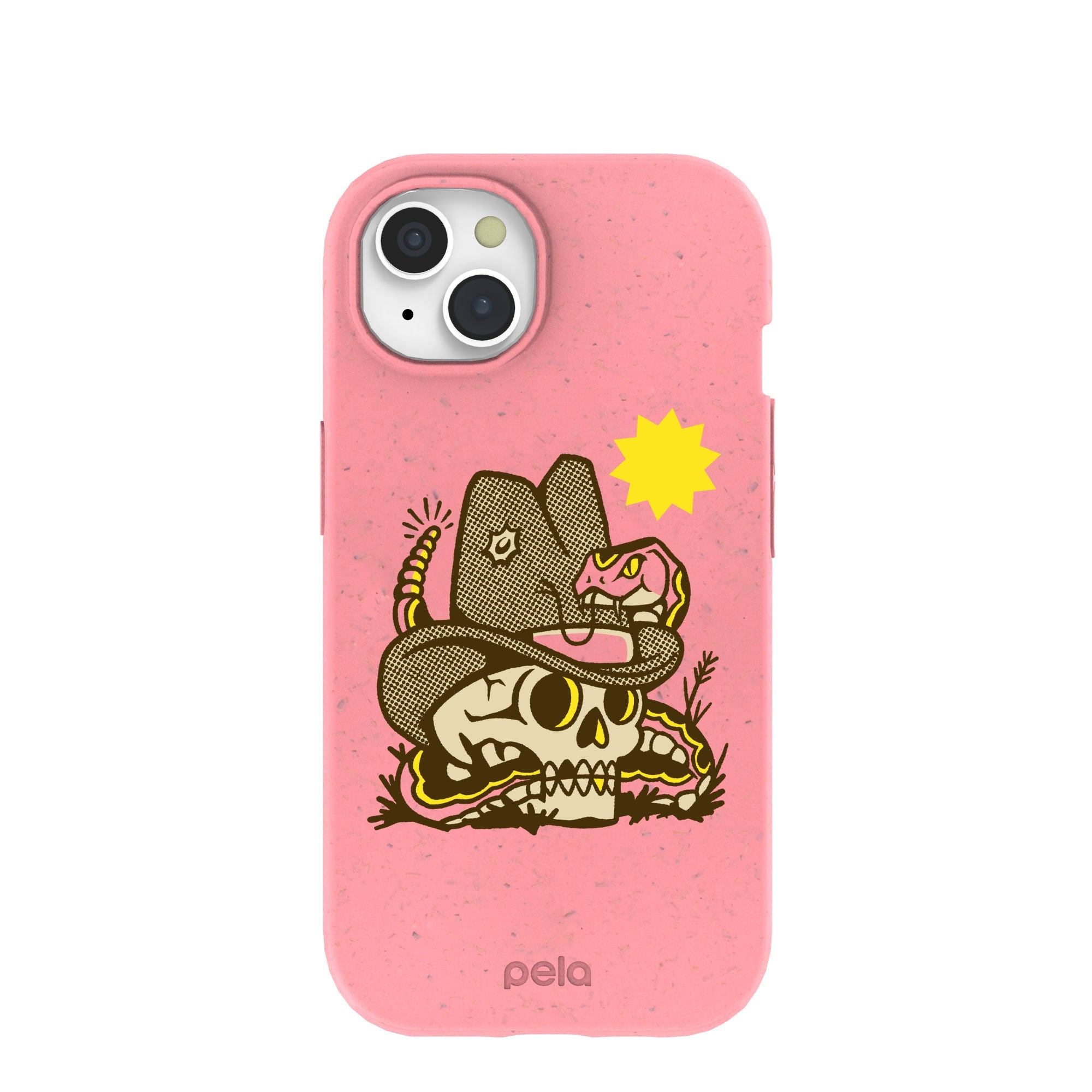Bubblegum Pink Snakebite iPhone 15 Case Refurbished - Pela Case refurbished available on Cerqular