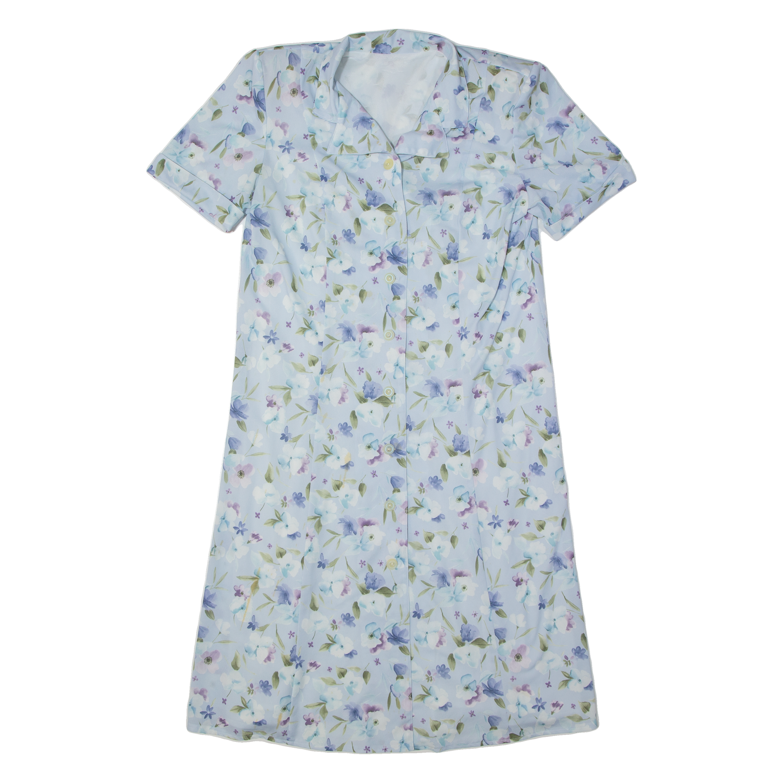 Womens Tea Dress Blue Floral Short Sleeve Midi M Refurbished - N/A refurbished available on Cerqular