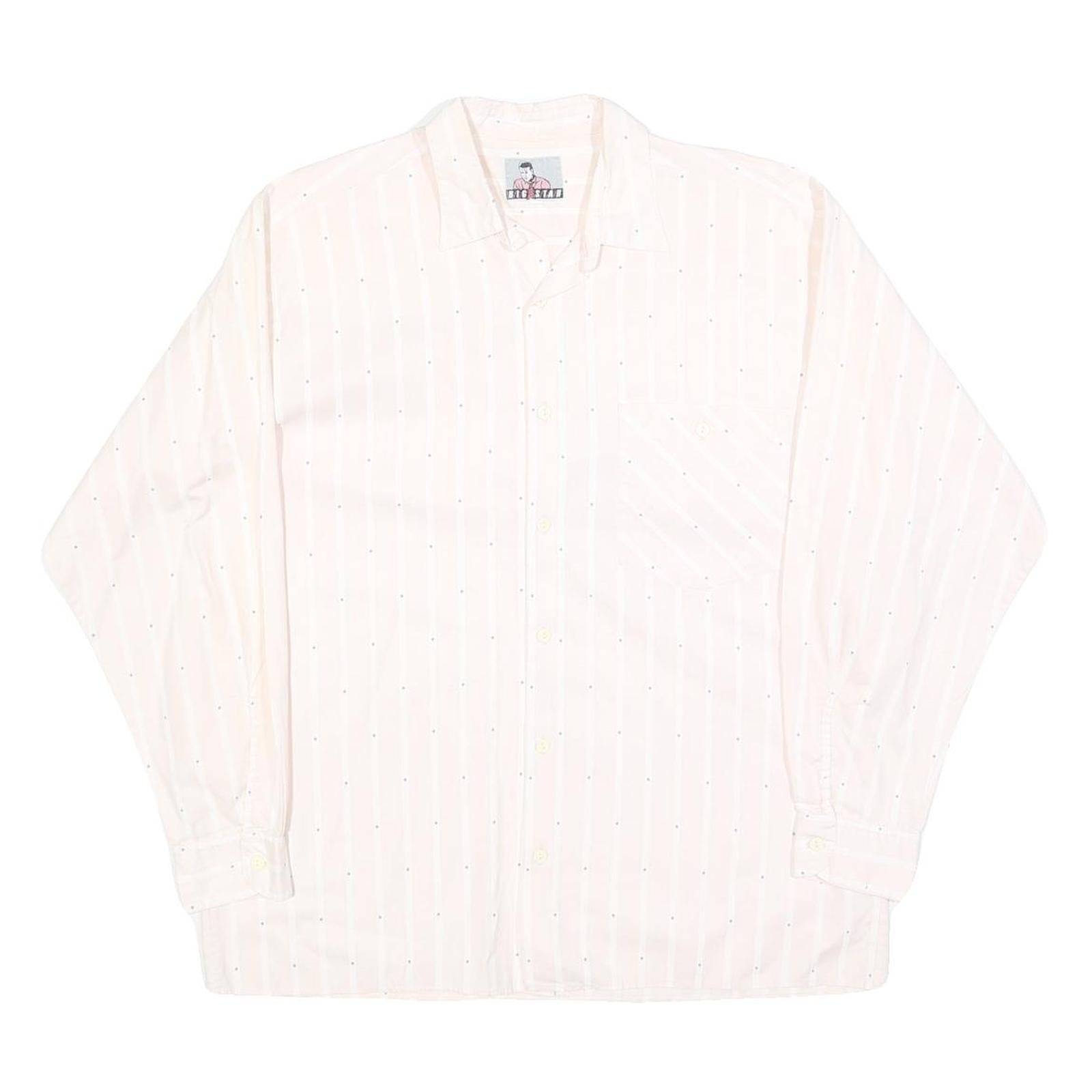 BIG STAR Mens White Shirt M Cotton Blend Casual Button-Up Pocket Refurbished - N/A refurbished available on Cerqular