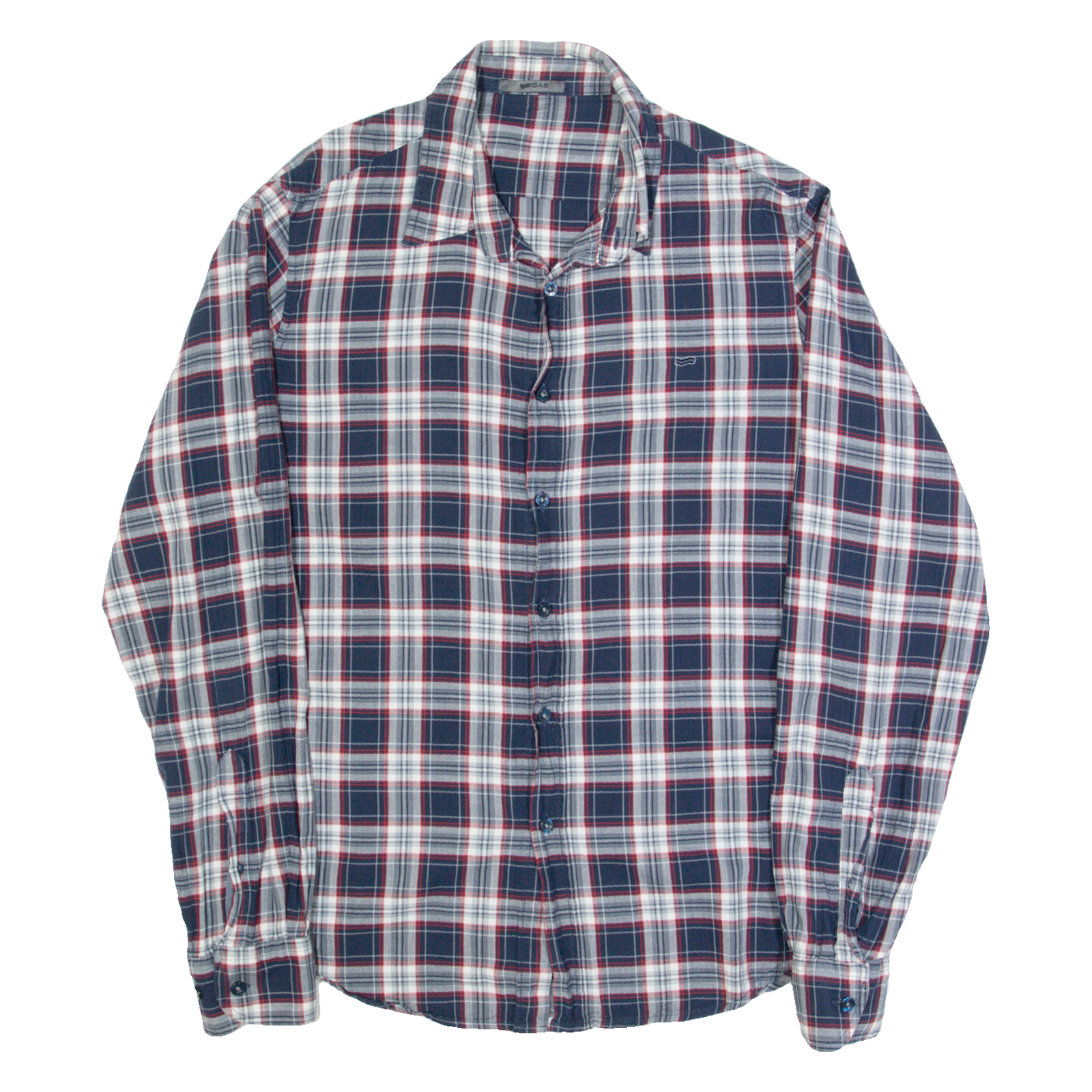 GAS Mens Shirt Blue Check Long Sleeve L Refurbished - N/A refurbished available on Cerqular