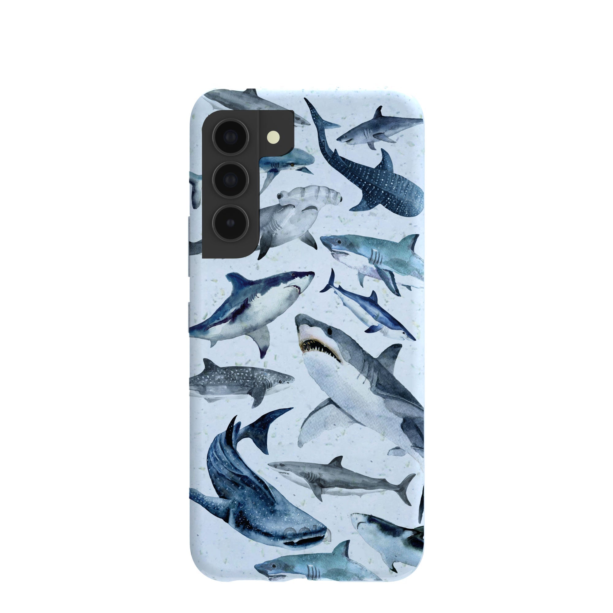 Powder Blue Sharks Samsung Galaxy S22 Case Refurbished - Pela Case refurbished available on Cerqular