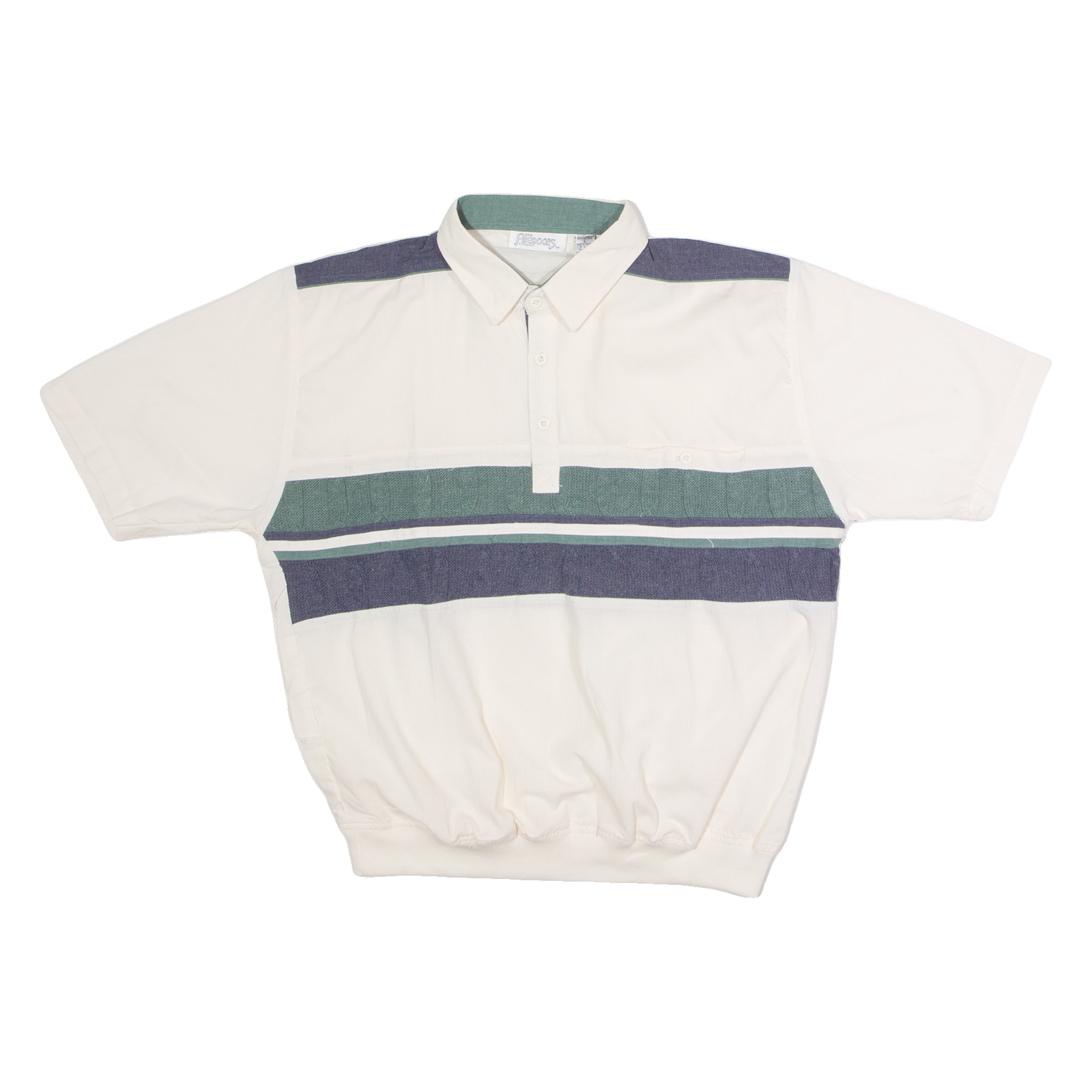ALEXXIS Mens Polo Shirt Cream 80s Colourblock L Refurbished - N/A refurbished available on Cerqular
