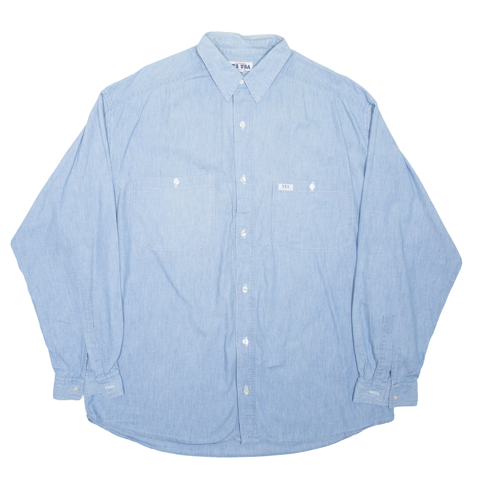 YES USA Mens Plain Shirt Blue Long Sleeve M Refurbished - N/A refurbished available on Cerqular