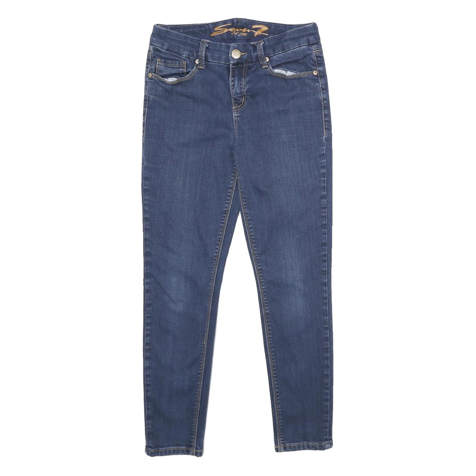 7 FOR ALL MANKIND Womens Slim Blue Denim Jeans W26 L26 Signature Stitching Zip Refurbished - N/A refurbished available on Cerqular