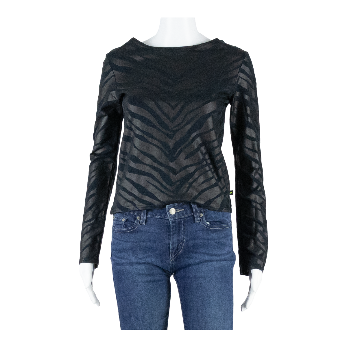 DKNY Womens Printed Top Brown Long Sleeve Animal Print M Refurbished - N/A refurbished available on Cerqular
