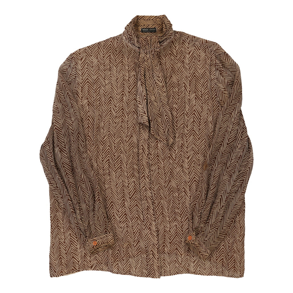 Buy Giorgio Armani Blouse - Large Brown Polyester | Size: large Refurbished - $56.03 Giorgio Armani Blouse - Large Brown Polyester | Size: large Refurbished - N/A (Preloved Designer is not a specific brand, it refurbished available on Cerqular