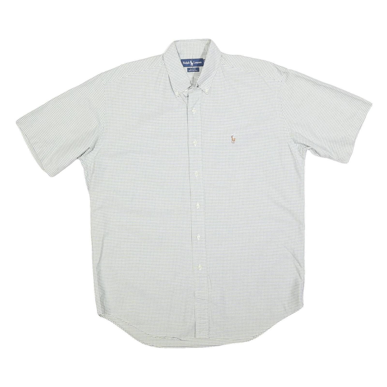 RALPH LAUREN Mens White & Green Checked Shirt M Cotton Blend Button Shirt Refurbished - N/A refurbished available on Cerqular
