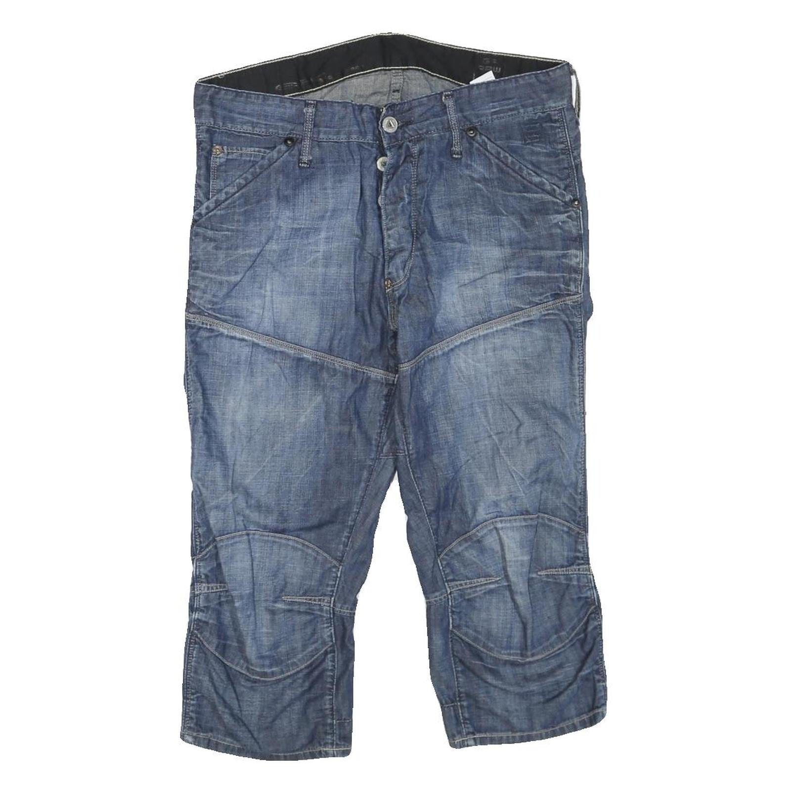 G-STAR Mens Blue Denim Casual Shorts M W34 Stylish Cotton Blend Comfortable Refurbished - N/A refurbished available on Cerqular