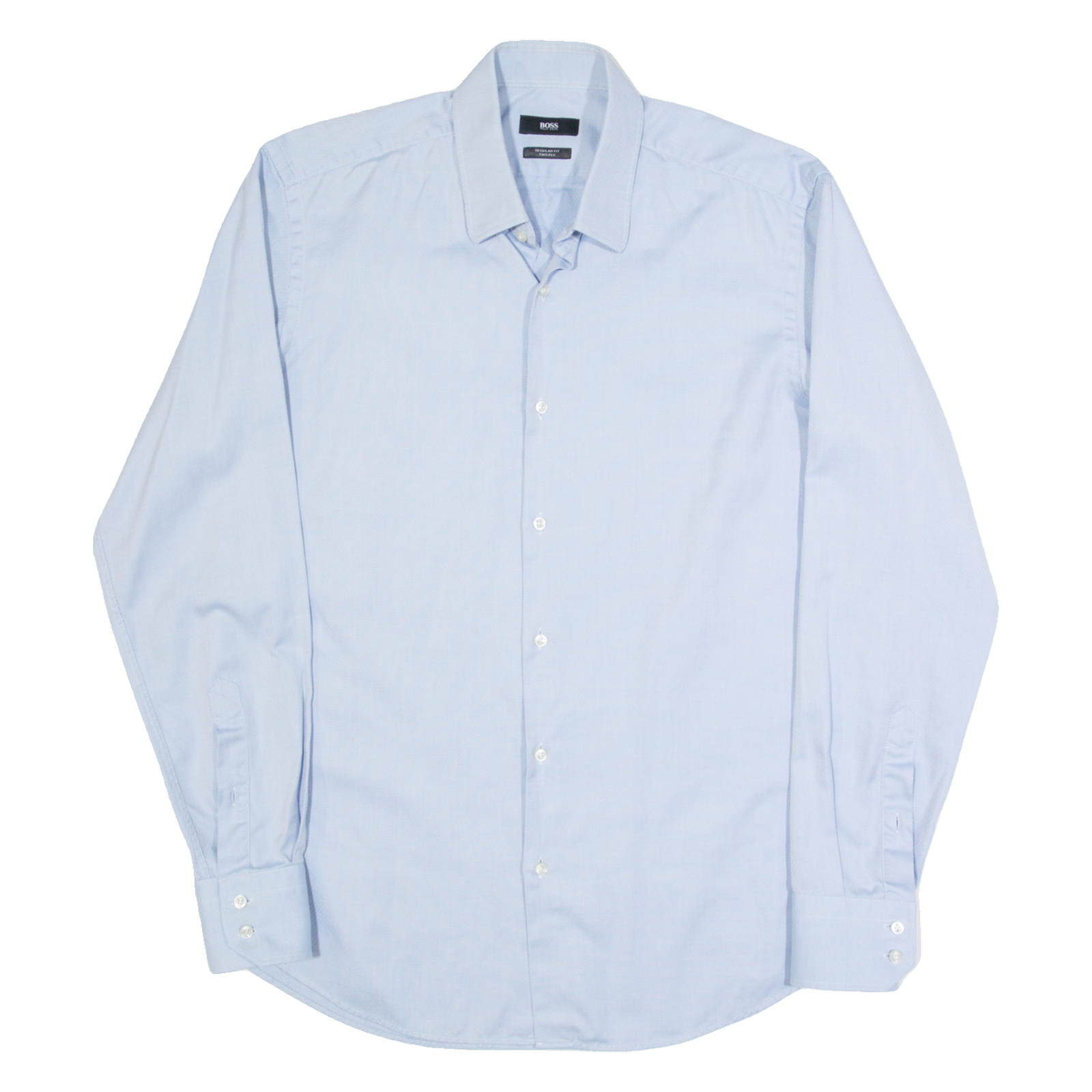 HUGO BOSS Mens Plain Shirt Blue Long Sleeve L Refurbished - N/A refurbished available on Cerqular