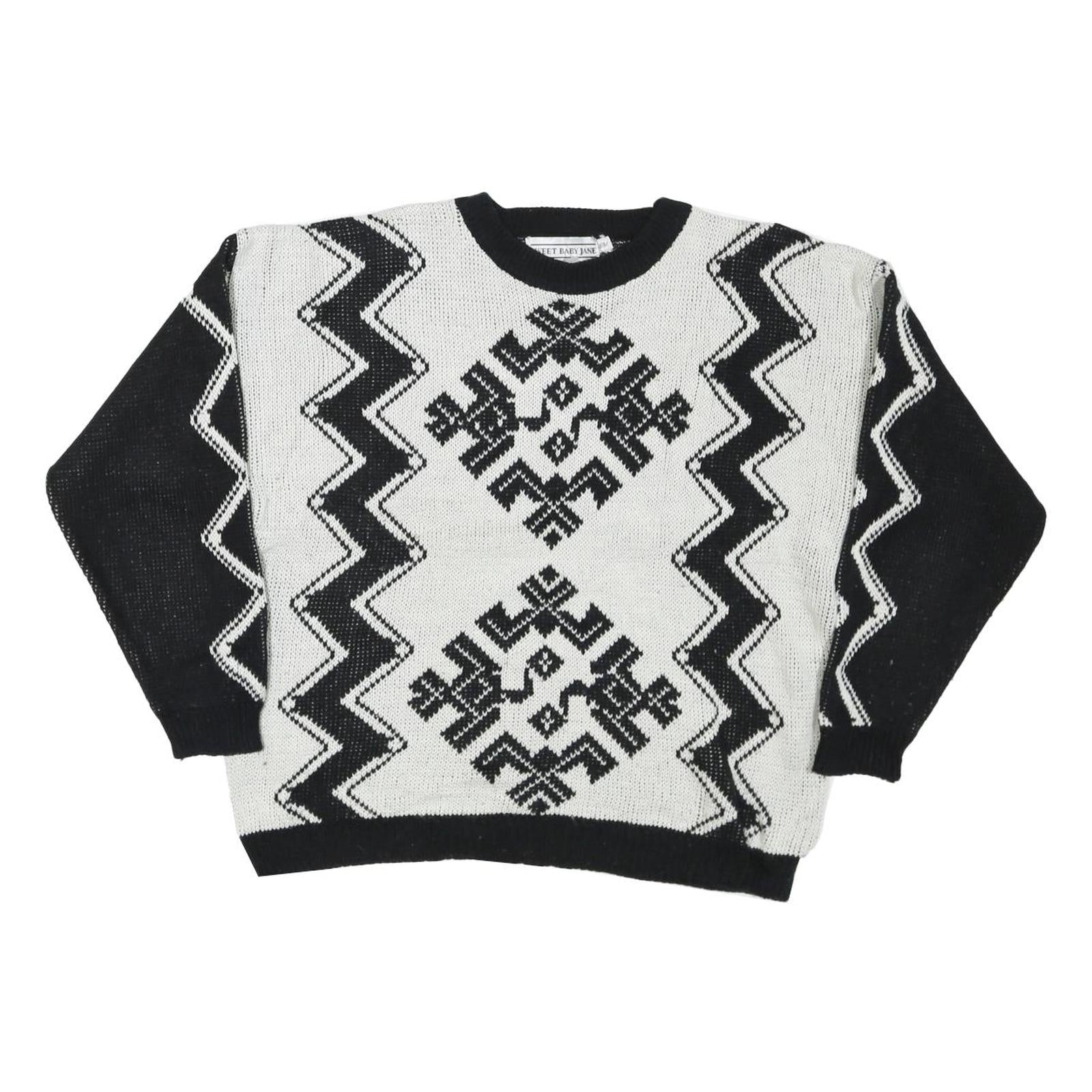 SWEET BABY JANE Womens Black & White Patterned Jumper Crew Neck Basic Knit M Refurbished - N/A refurbished available on Cerqular