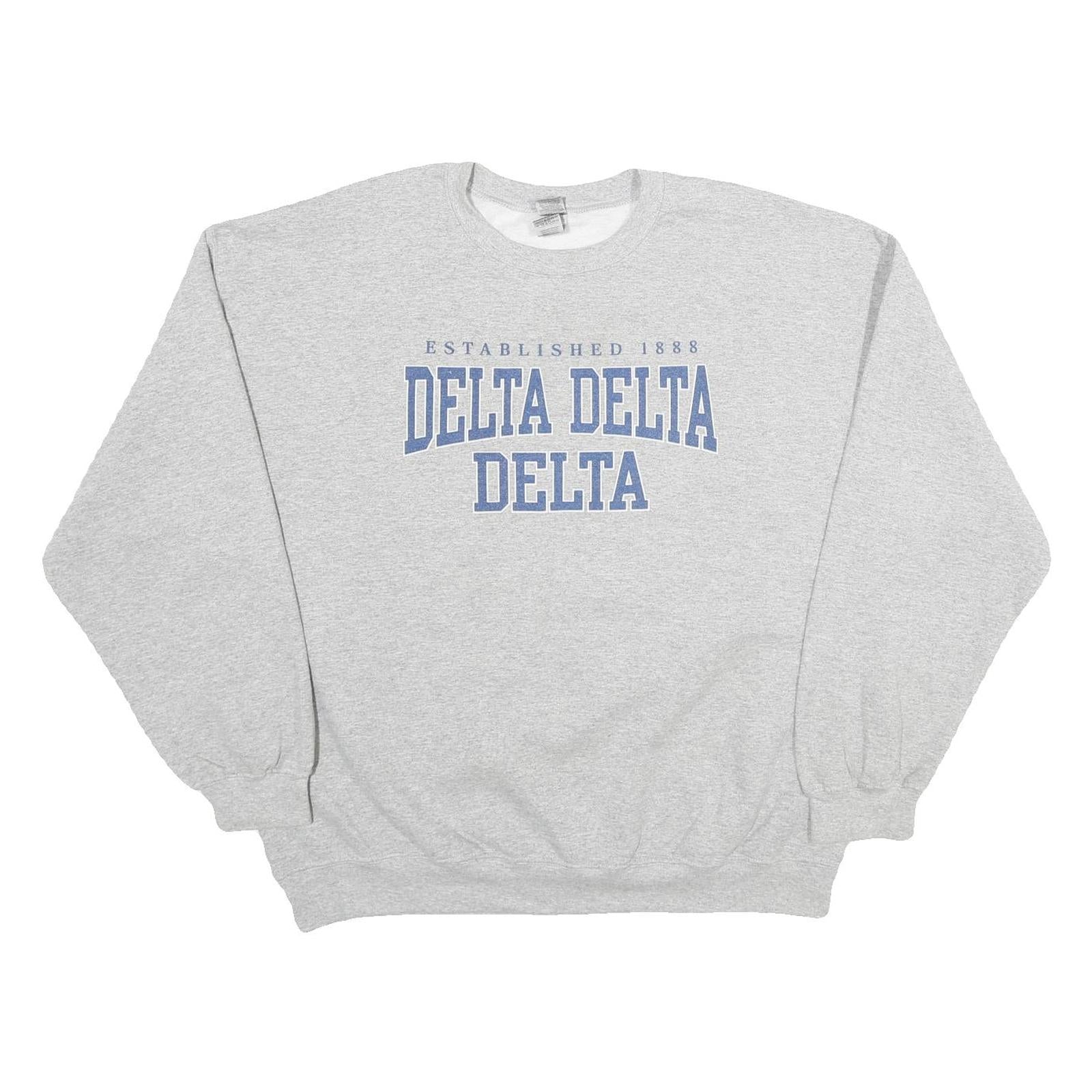 GILDAN Mens Grey Delta Delta Delta Crew Neck XL Cotton Blend Sweatshirt Pullover Refurbished - N/A refurbished available on Cerqular
