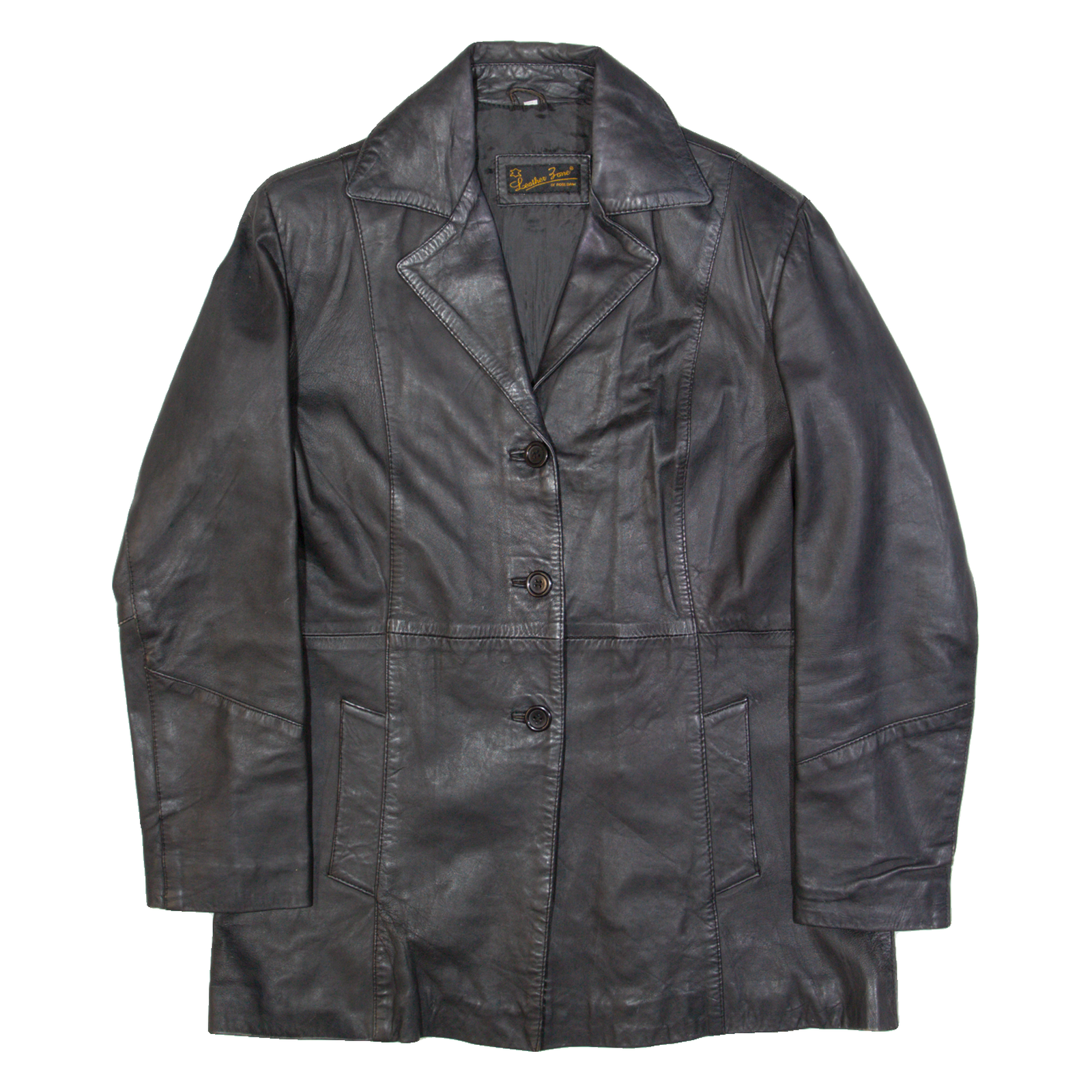LEATHER ZONE Womens Blazer Jacket Black Leather M Refurbished - N/A refurbished available on Cerqular