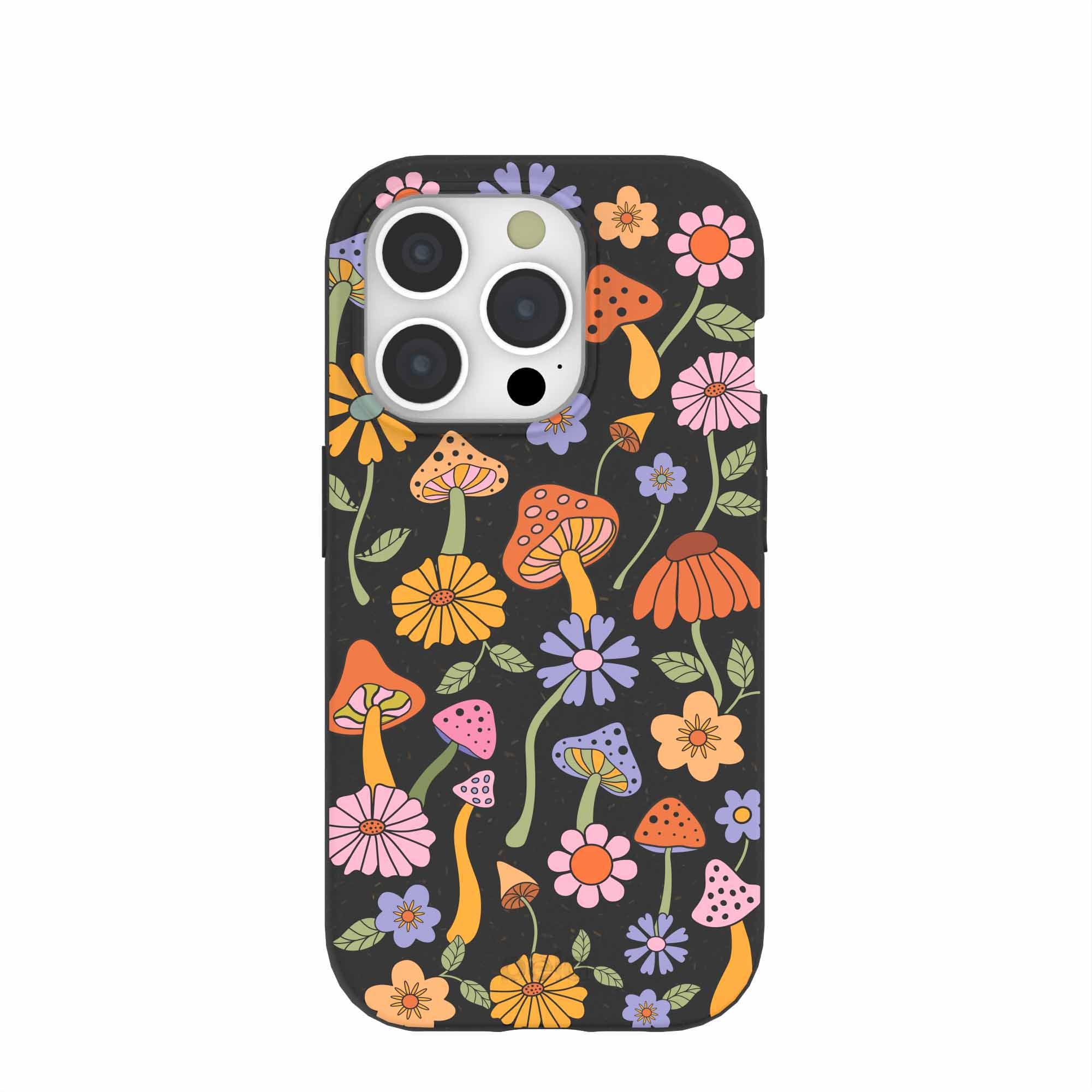 Black Midnight Shrooms iPhone 15 Pro Case Refurbished - Pela Case refurbished available on Cerqular