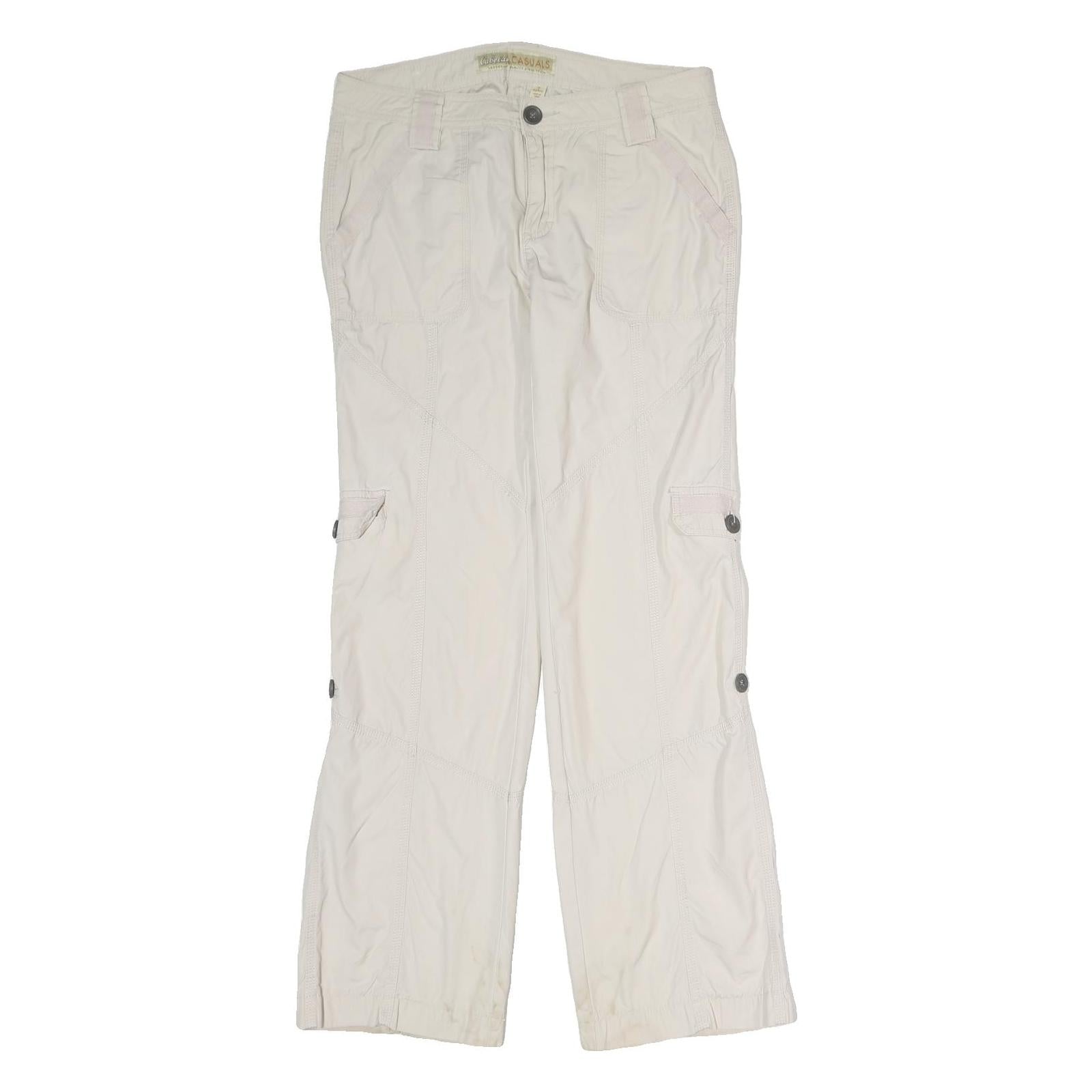 CABELA CASUALS Mens Cotton Blend Cream Regular Wide-Leg Trousers W32 L32 Casual Refurbished - N/A refurbished available on Cerqular