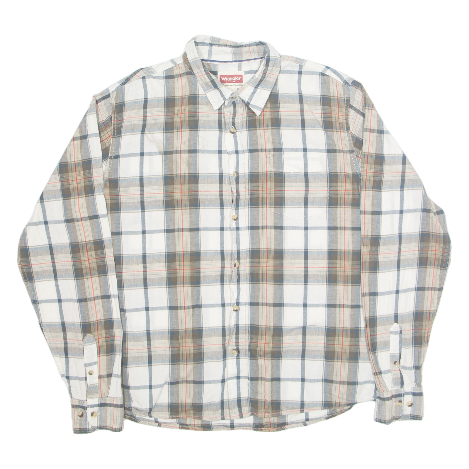 WRANGLER Mens Shirt White Check Long Sleeve L Refurbished - N/A refurbished available on Cerqular