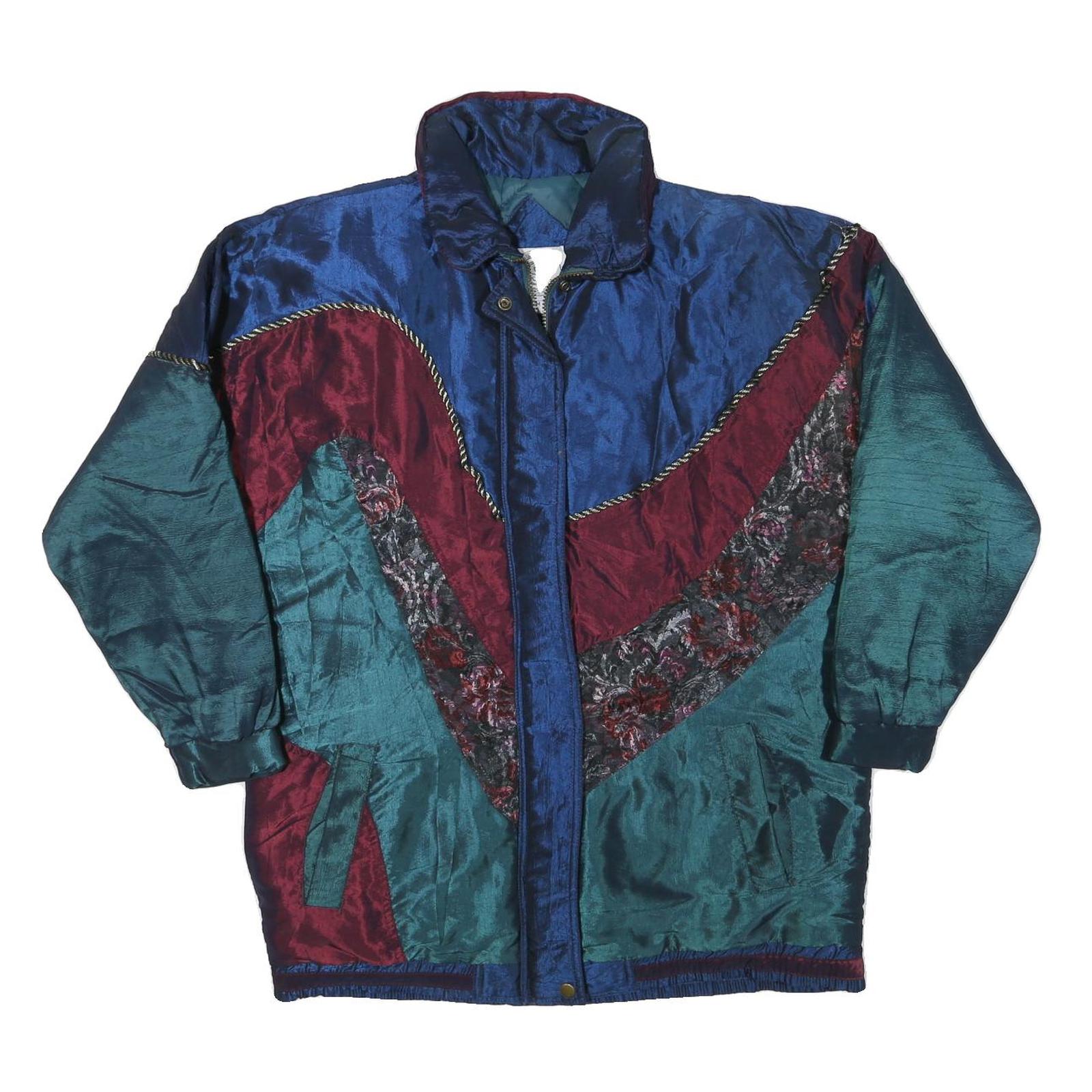 CURRENT SCREEN Womens Blue & Burgundy Statement Zip Jacket S Polyester Blend Refurbished - N/A refurbished available on Cerqular