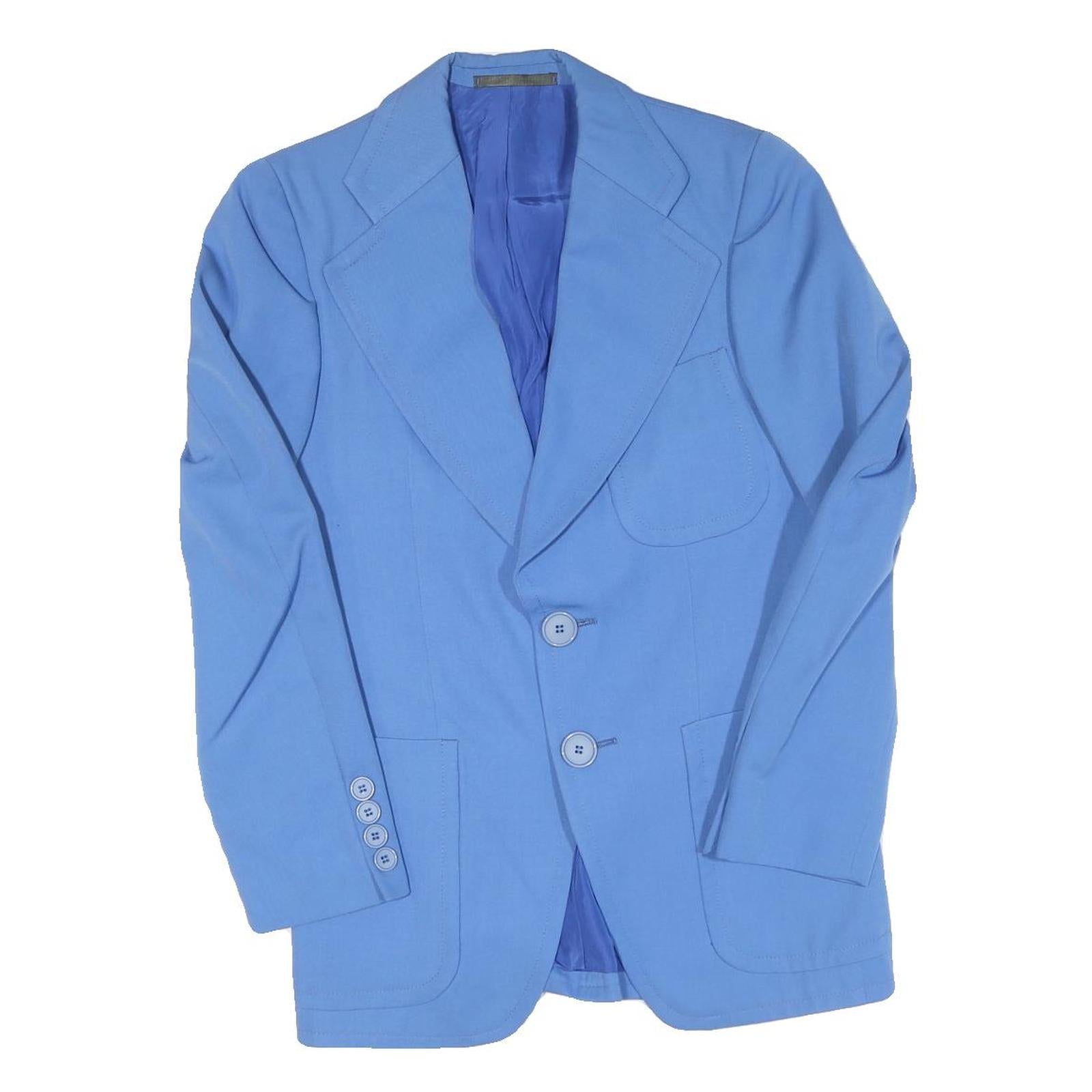 Womens Blue Button Jacket S Cotton Blend Classic Tailored Plain Elegant Style Refurbished - N/A refurbished available on Cerqular