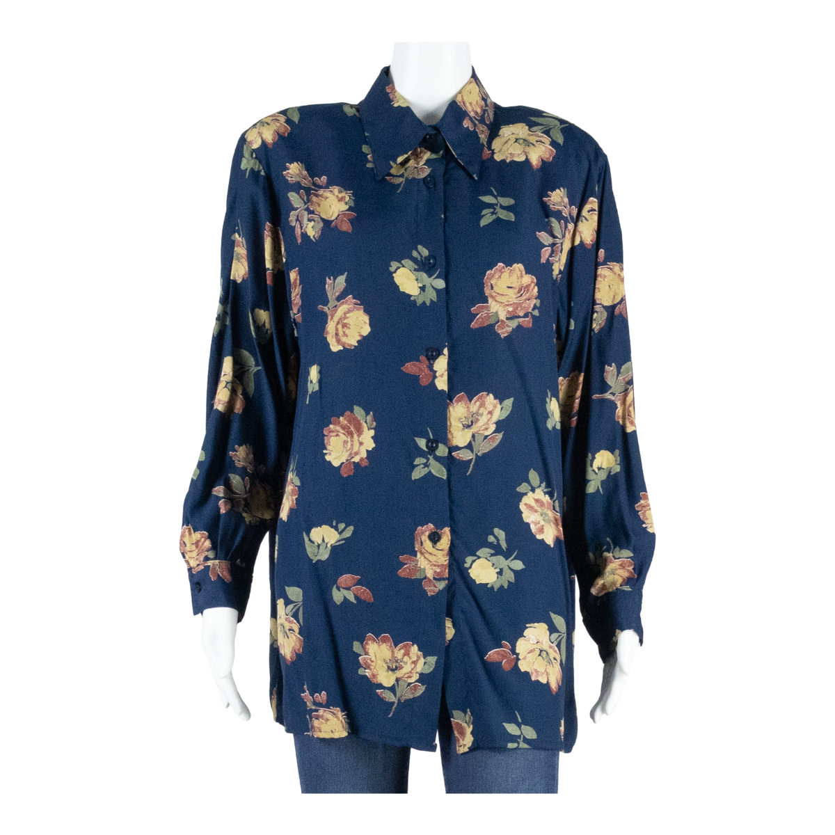 Womens Printed Shirt Blue Long Sleeve Floral L Refurbished - N/A refurbished available on Cerqular