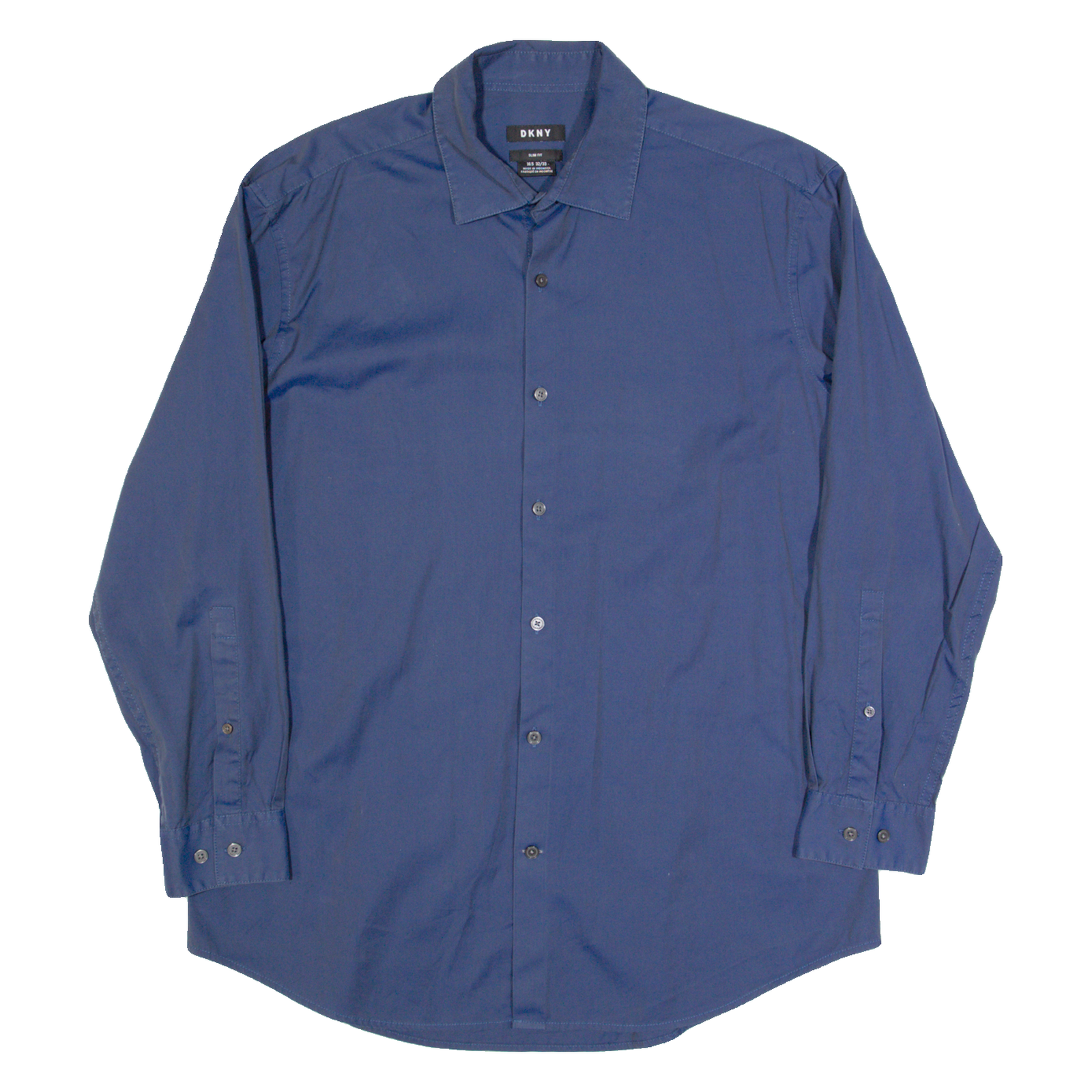 DKNY Slim Fit Mens Plain Shirt Blue Long Sleeve L Refurbished - N/A refurbished available on Cerqular
