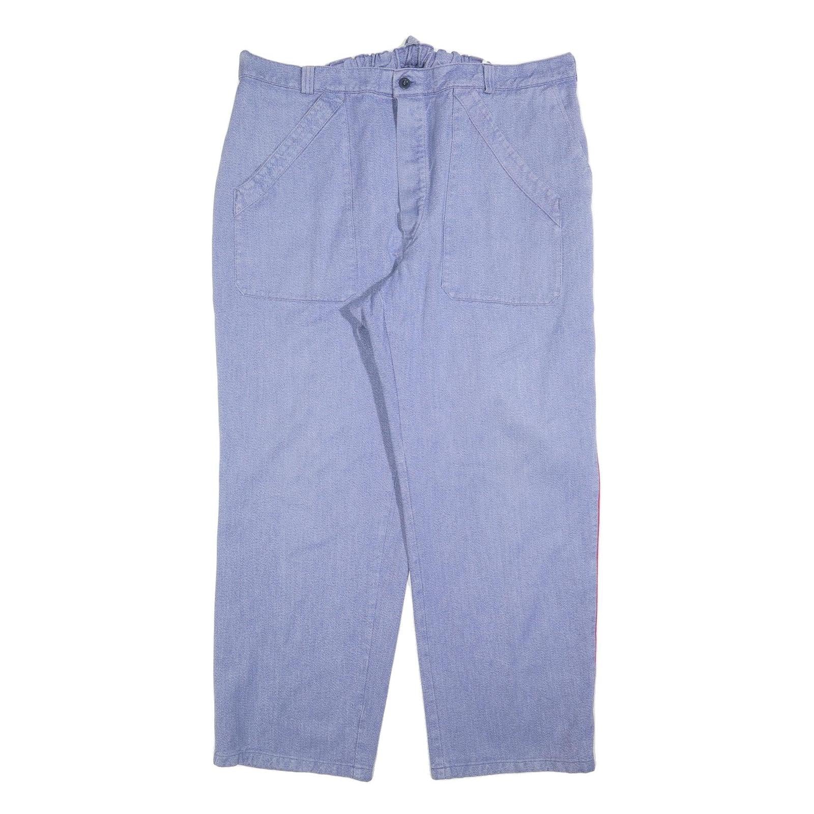 SPILAG Mens Cotton Blue Relaxed Straight Leg Trousers W40 L30 Casual Button Refurbished - N/A refurbished available on Cerqular