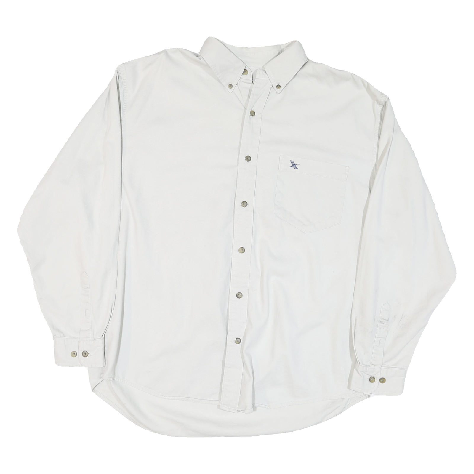 EDDIE BAUER Mens White Casual Shirt L Cotton Blend Button-Down Pocket Refurbished - N/A refurbished available on Cerqular