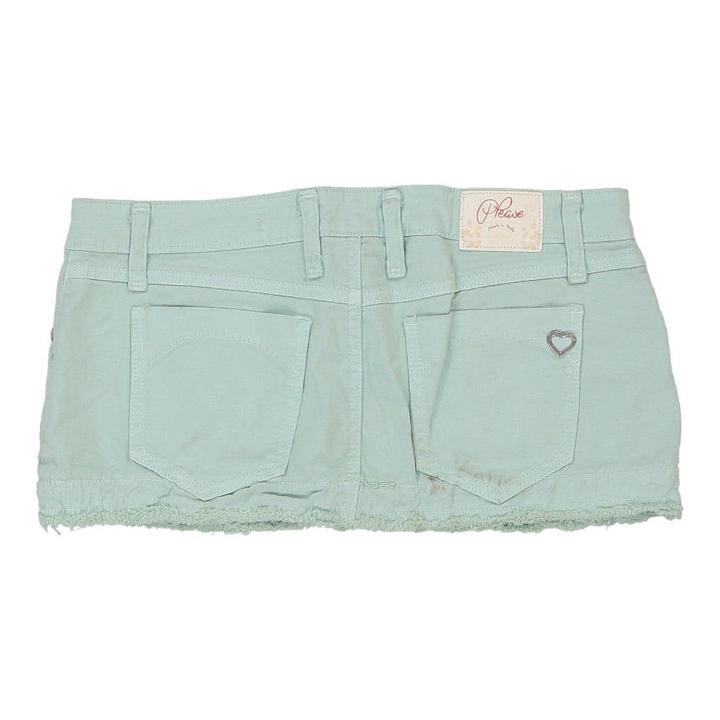 Please Micro Skirt - Medium Green Cotton Refurbished - Thrifted (note: this is a term often used to describe second- refurbished available on Cerqular