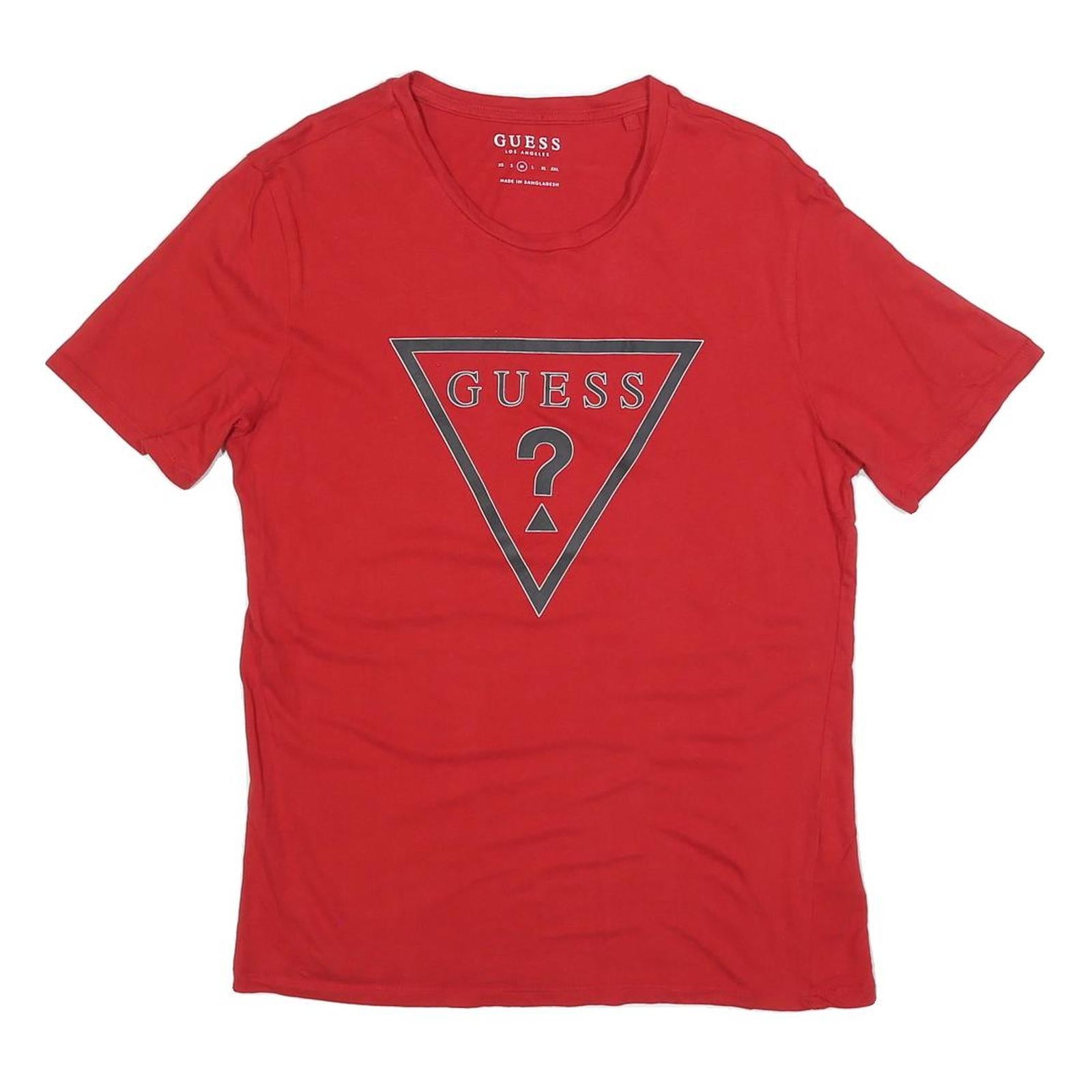 GUESS Mens Red Graphic T-Shirt M Short Sleeve Crew Neck Cotton Blend Refurbished - N/A refurbished available on Cerqular