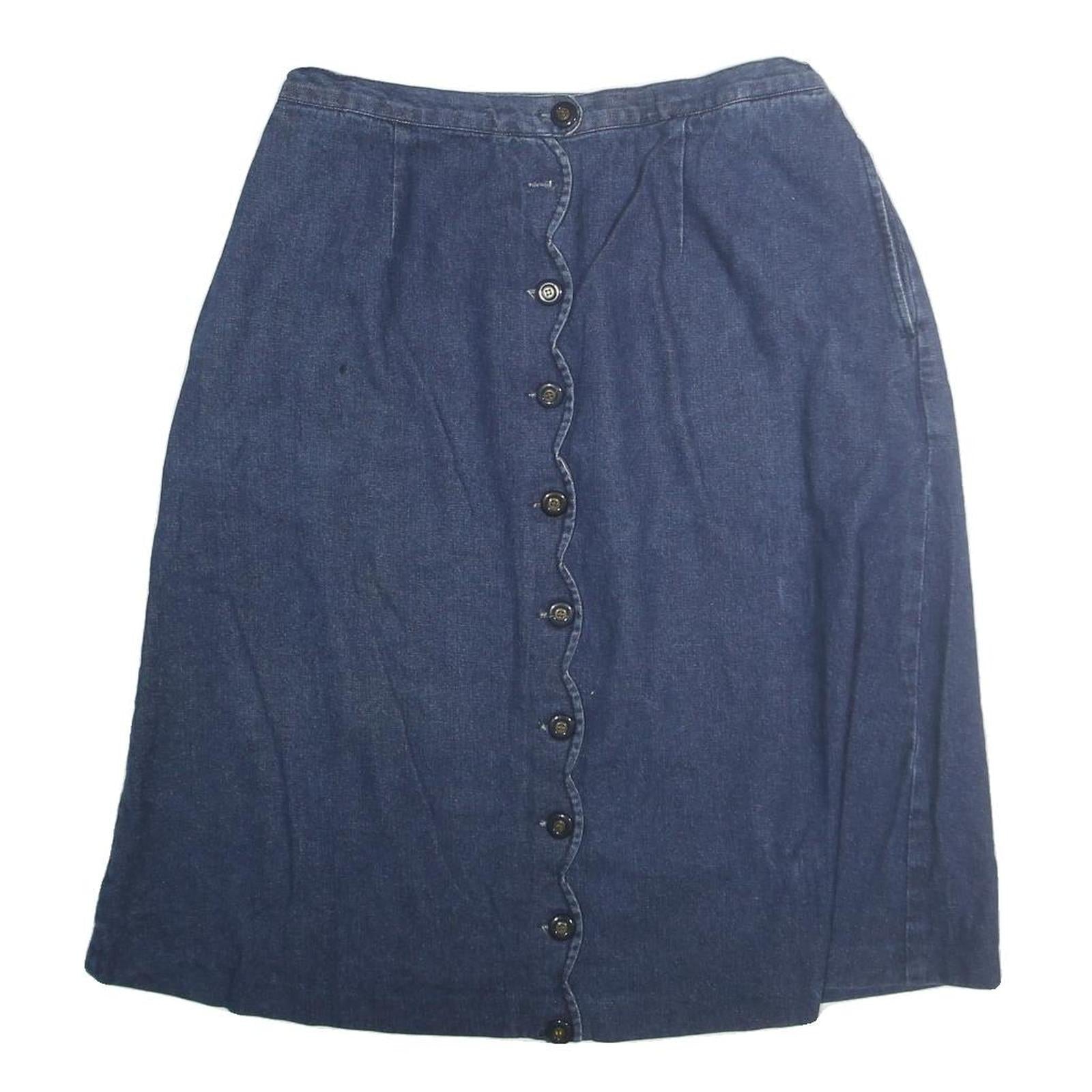 Buy ROAMANS Womens Blue Cotton Blend Button Front Midi Denim Skirt M Elastic Waist Refurbished - $19.49 ROAMANS Womens Blue Cotton Blend Button Front Midi Denim Skirt M Elastic Waist Refurbished - N/A refurbished available on Cerqular