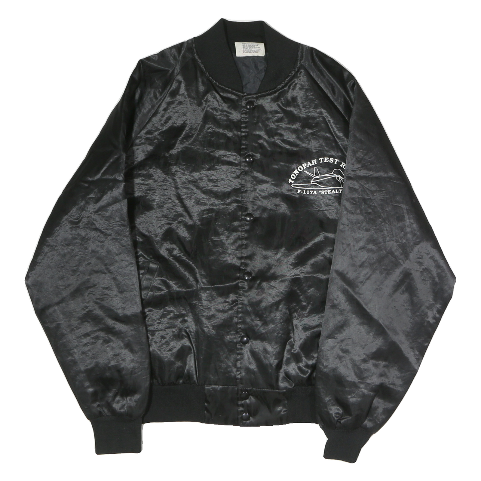 SATINS Mens Black Nylon Bomber Jacket L Tonopah Test Range Graphic Refurbished - N/A refurbished available on Cerqular