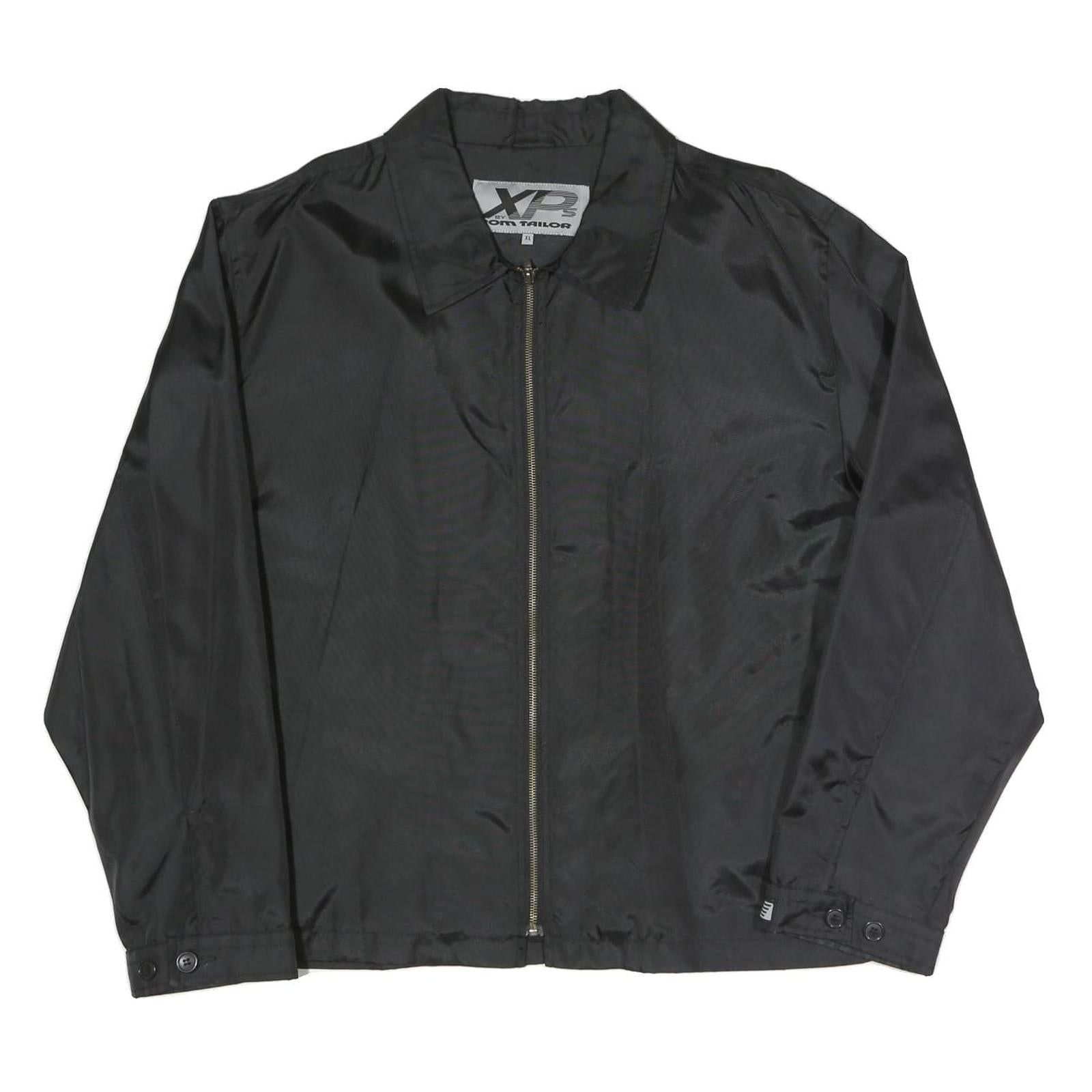 TOM TAILOR Mens Black Jacket XL Polyester Blend Plain Zip Casual Outerwear Refurbished - N/A refurbished available on Cerqular