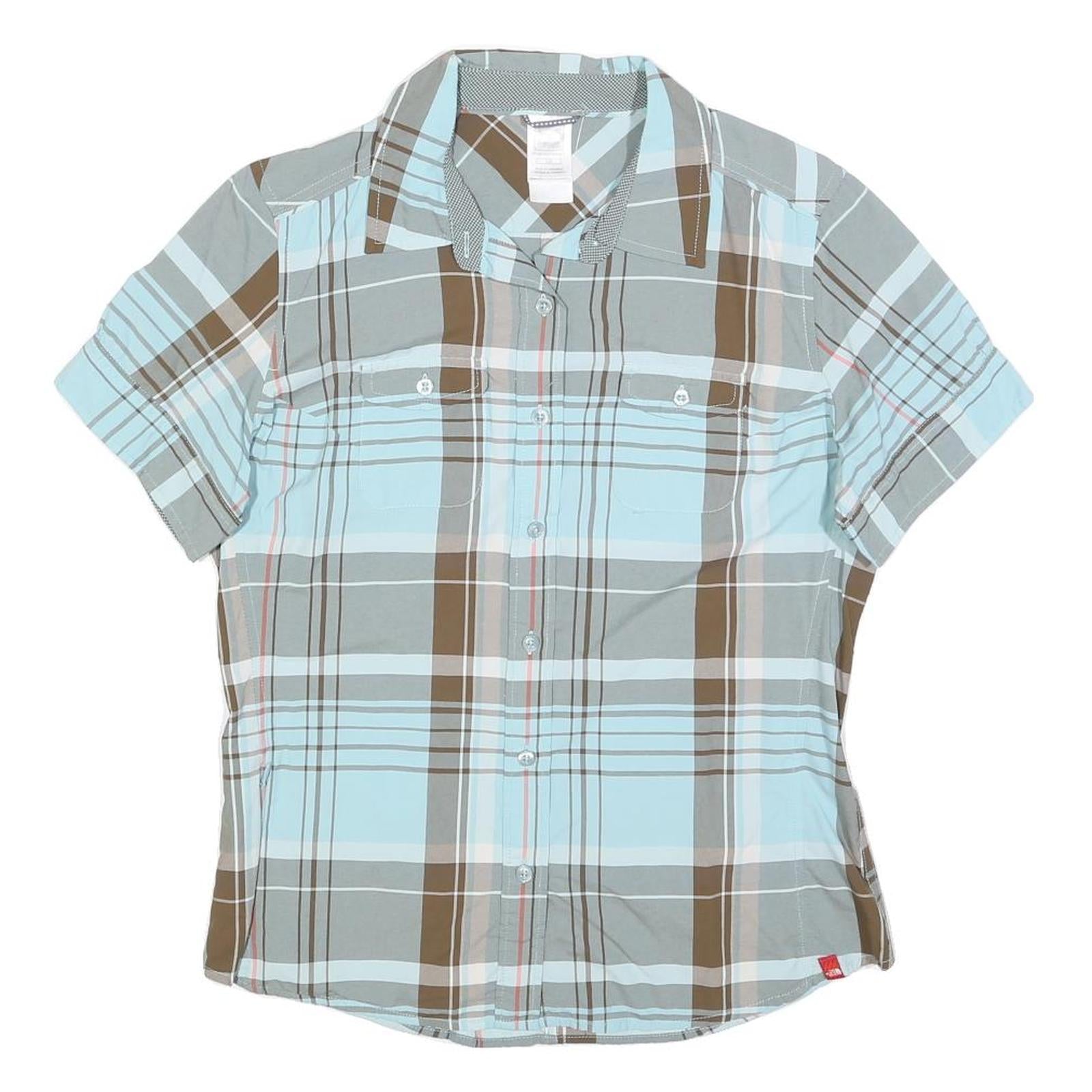 THE NORTH FACE Womens Blue & Brown Check Shirt L Lightweight Outdoor Casual Refurbished - N/A refurbished available on Cerqular