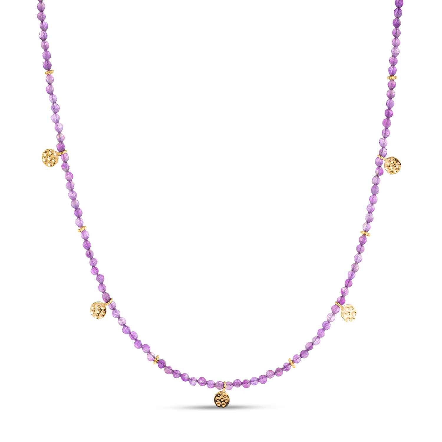 Eva Amethyst Reversible Necklace with gold discs Refurbished - Amadeus (This could refer to multiple things, such as the 1 refurbished available on Cerqular