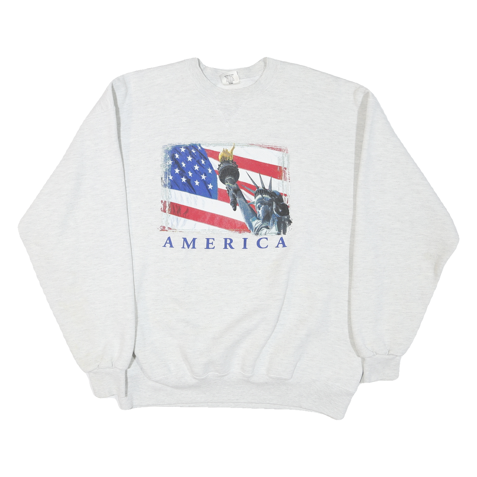 Mens White Sweatshirt Statue Of Liberty America Crew Neck XL Cotton Blend Refurbished - N/A refurbished available on Cerqular