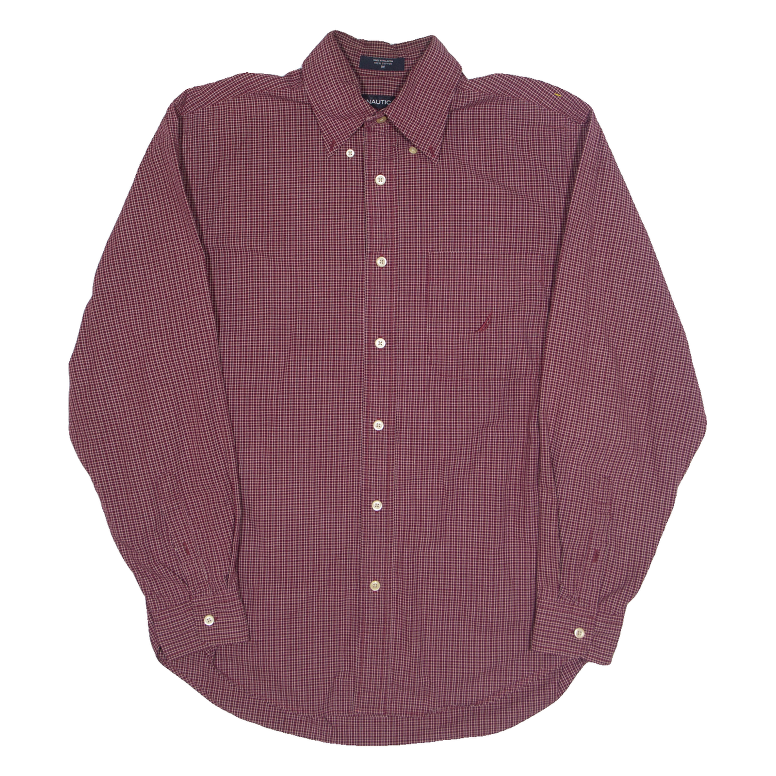 NAUTICA Mens Shirt Maroon Check Long Sleeve M Refurbished - N/A refurbished available on Cerqular