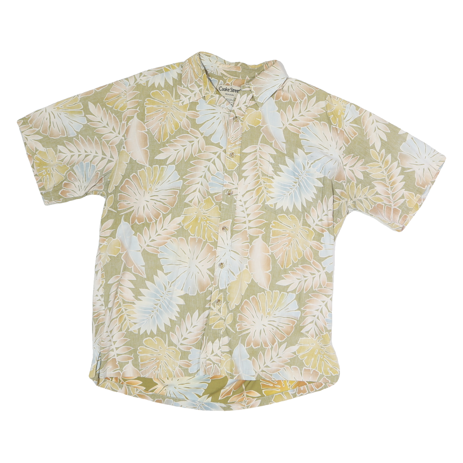 COOKE STREET Mens Beige Hawaiian Shirt XL Cotton Tropical Print Summer Casual Refurbished - N/A refurbished available on Cerqular
