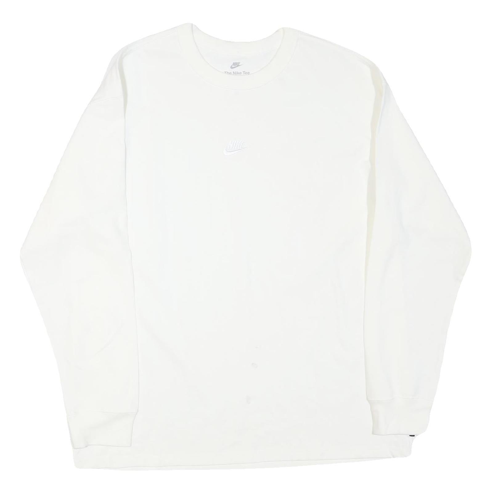 NIKE Mens White Crew Neck L Sweatshirt Cotton Blend Casual Pullover Refurbished - N/A refurbished available on Cerqular