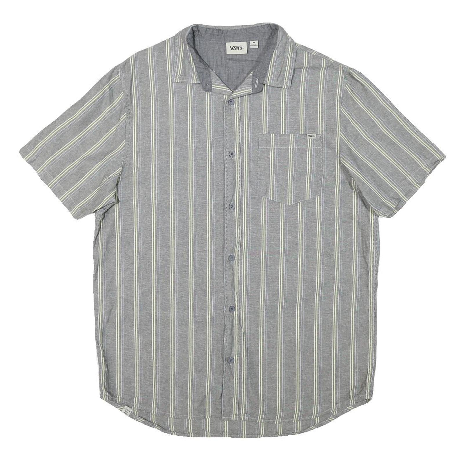 VANS Mens Grey & White Stripe Shirt M Casual Cotton Blend Summer Button Refurbished - N/A refurbished available on Cerqular