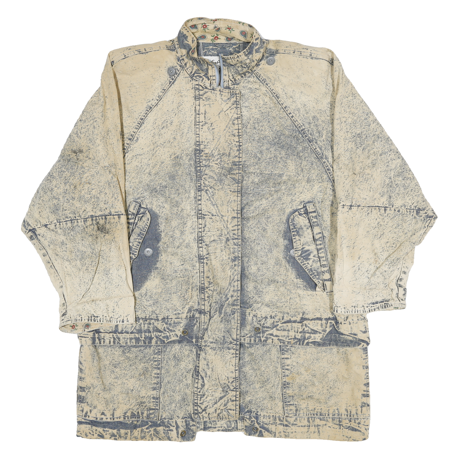 EAST WEST Womens Beige Cotton Long Sleeve Button Jacket XL Distressed Washed Refurbished - N/A refurbished available on Cerqular