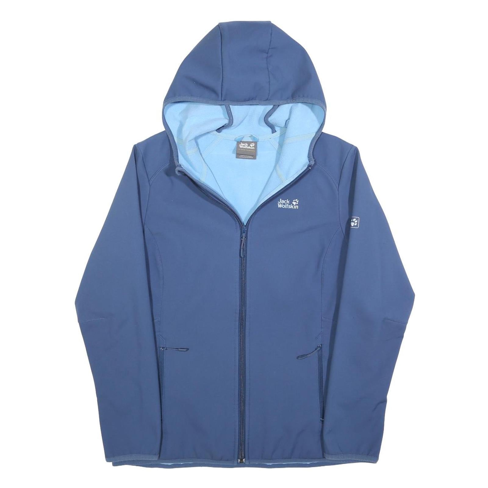 JACK WOLFSKIN Womens Blue Outdoor Zip Jacket L Polyester Softshell Hooded Refurbished - N/A refurbished available on Cerqular